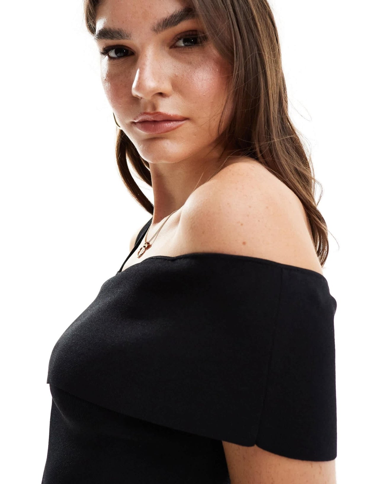 & Other Stories knitted top with asymmetric off - shoulder detail in black - ASOS Sample Sale EU Store