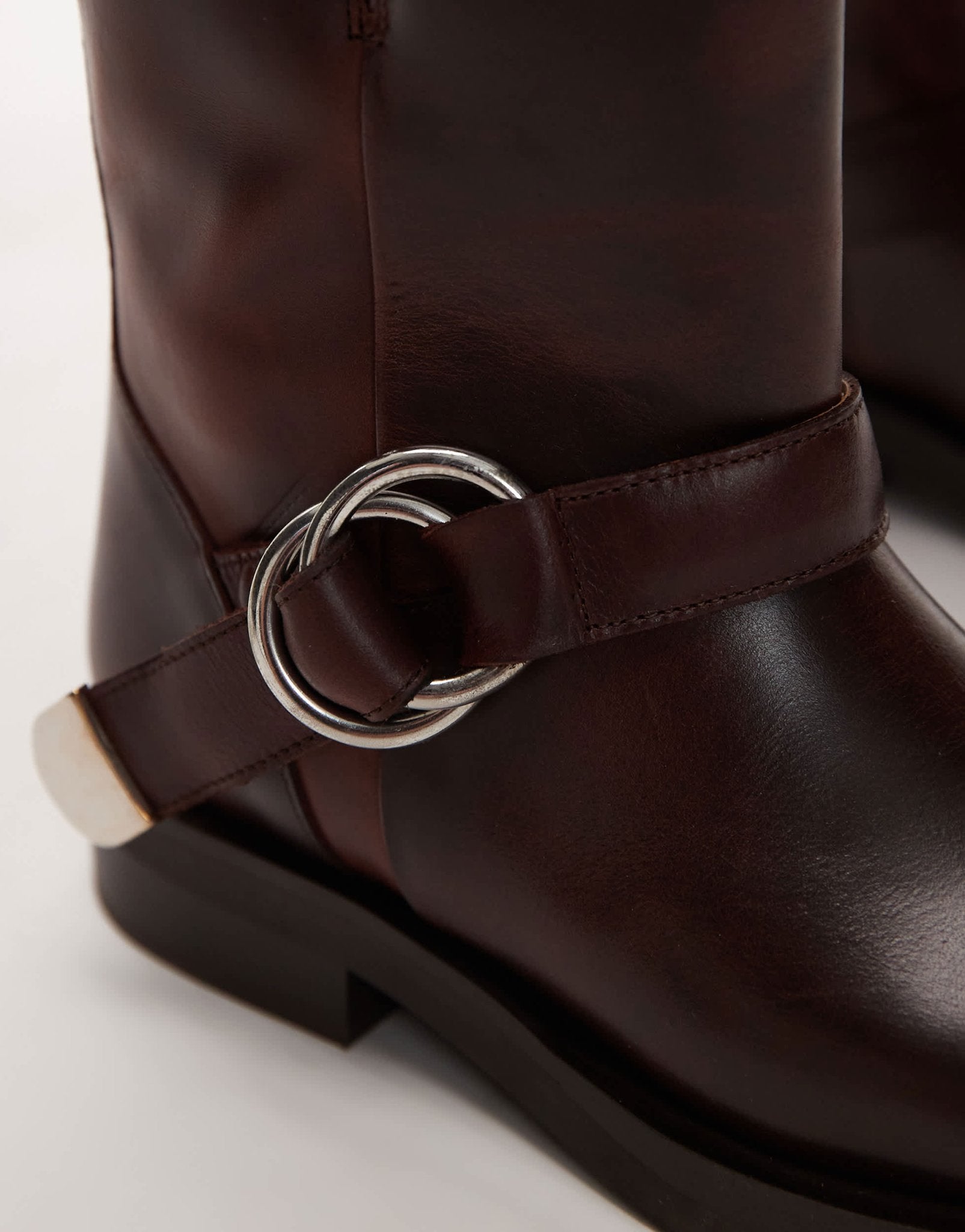& Other Stories leather biker boots with square toe in brown - ASOS Sample Sale EU Store
