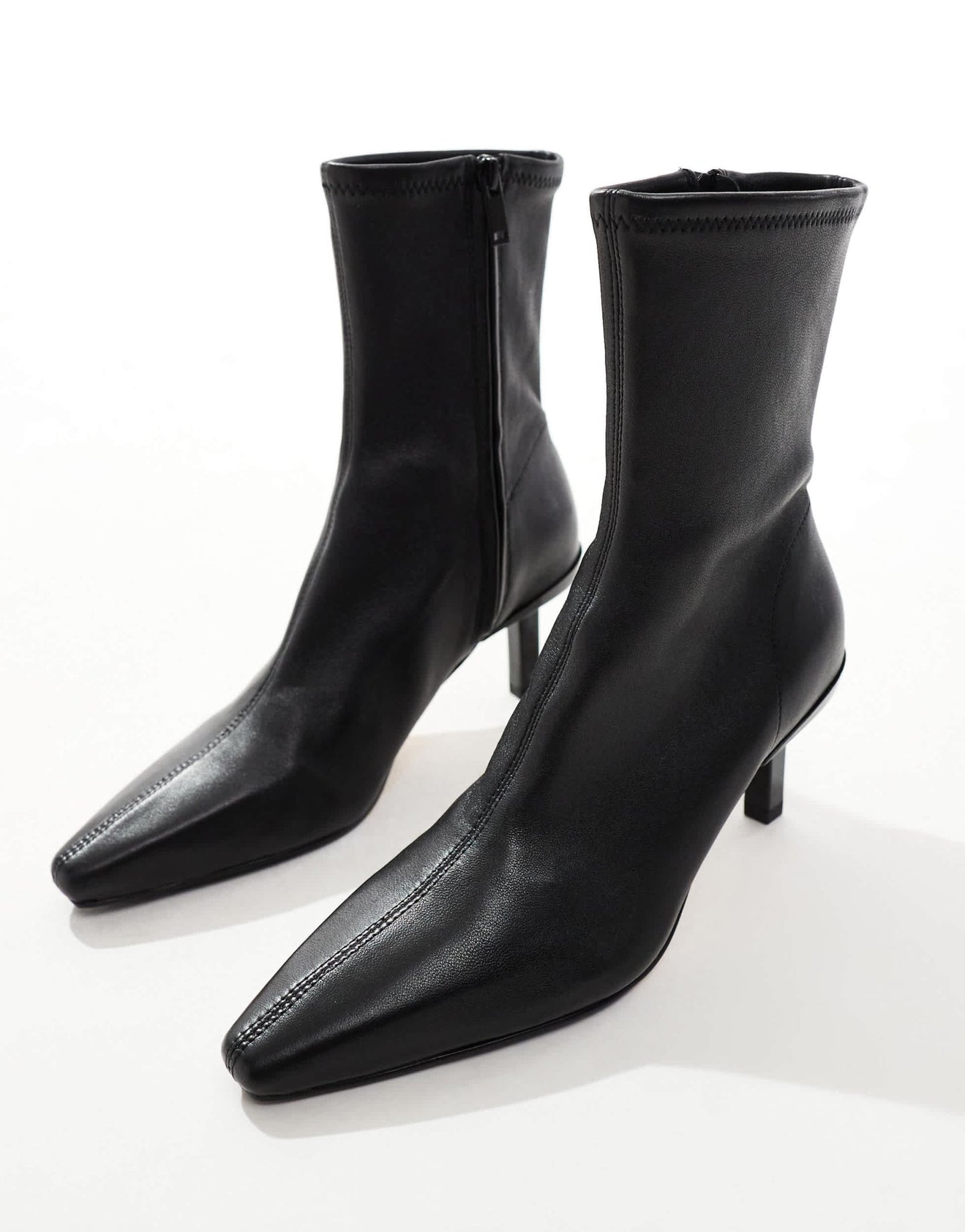 & Other Stories leather heeled ankle boots with pointed toe in black - ASOS Sample Sale EU Store