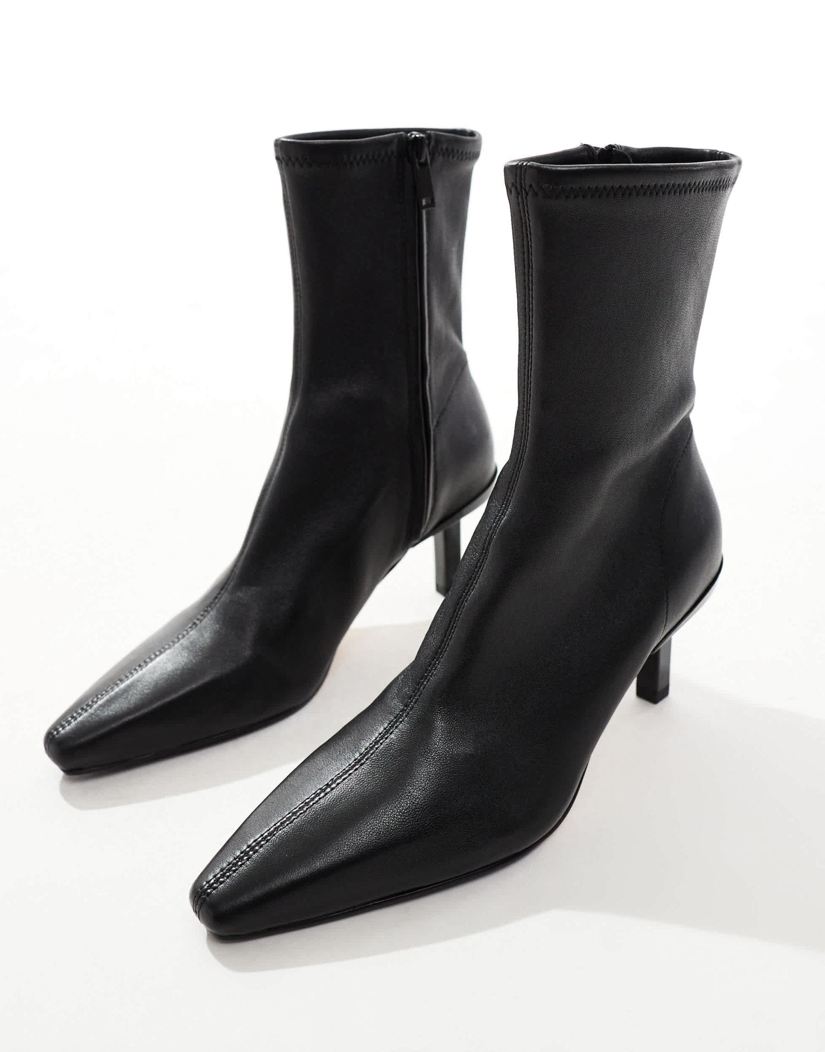 & Other Stories leather heeled ankle boots with pointed toe in black - ASOS Sample Sale EU Store