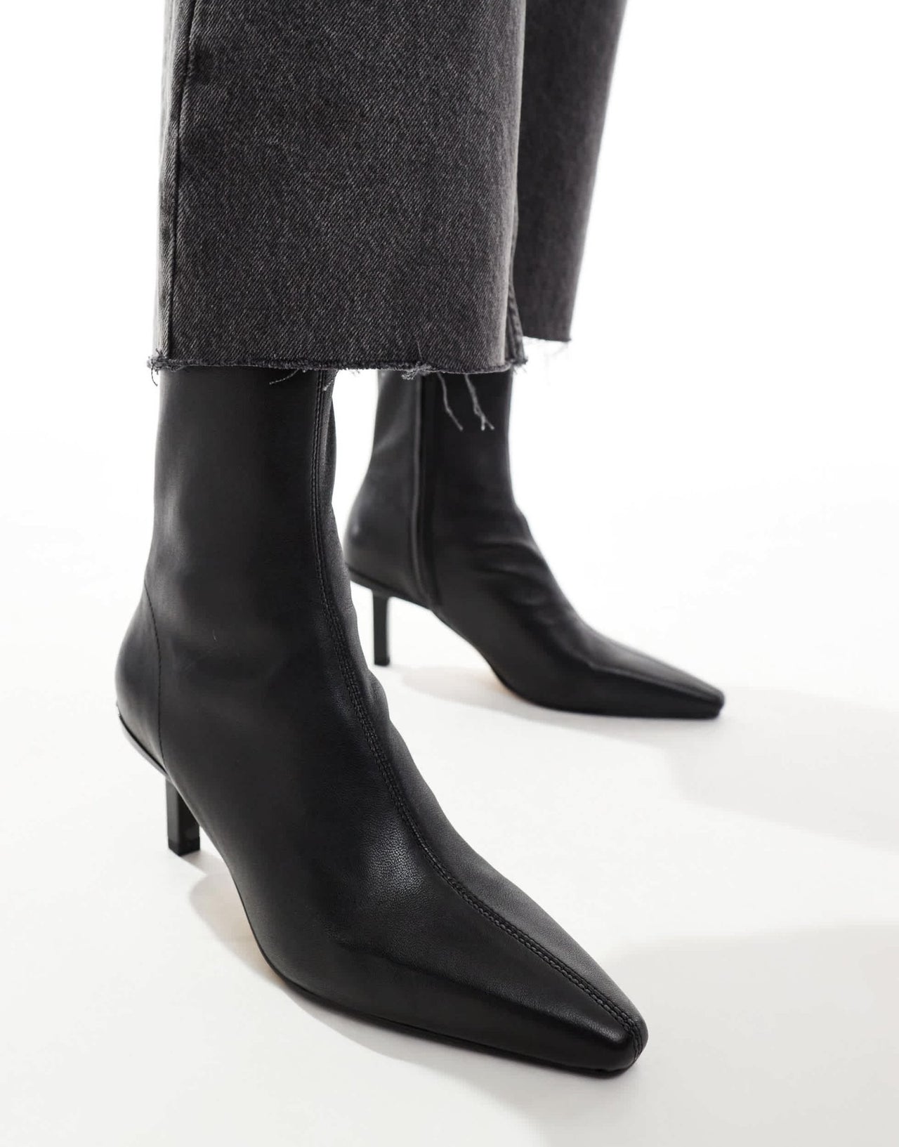 & Other Stories leather heeled ankle boots with pointed toe in black - ASOS Sample Sale EU Store