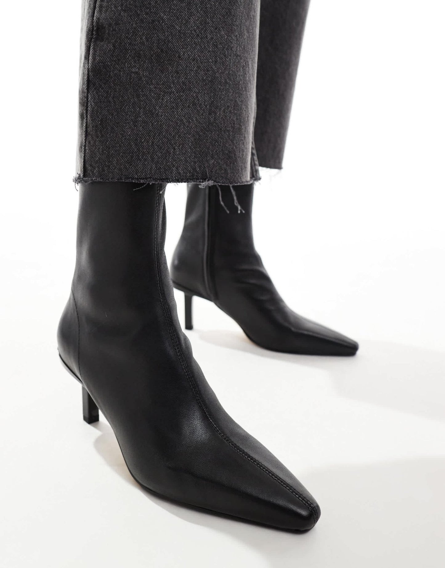 & Other Stories leather heeled ankle boots with pointed toe in black - ASOS Sample Sale EU Store