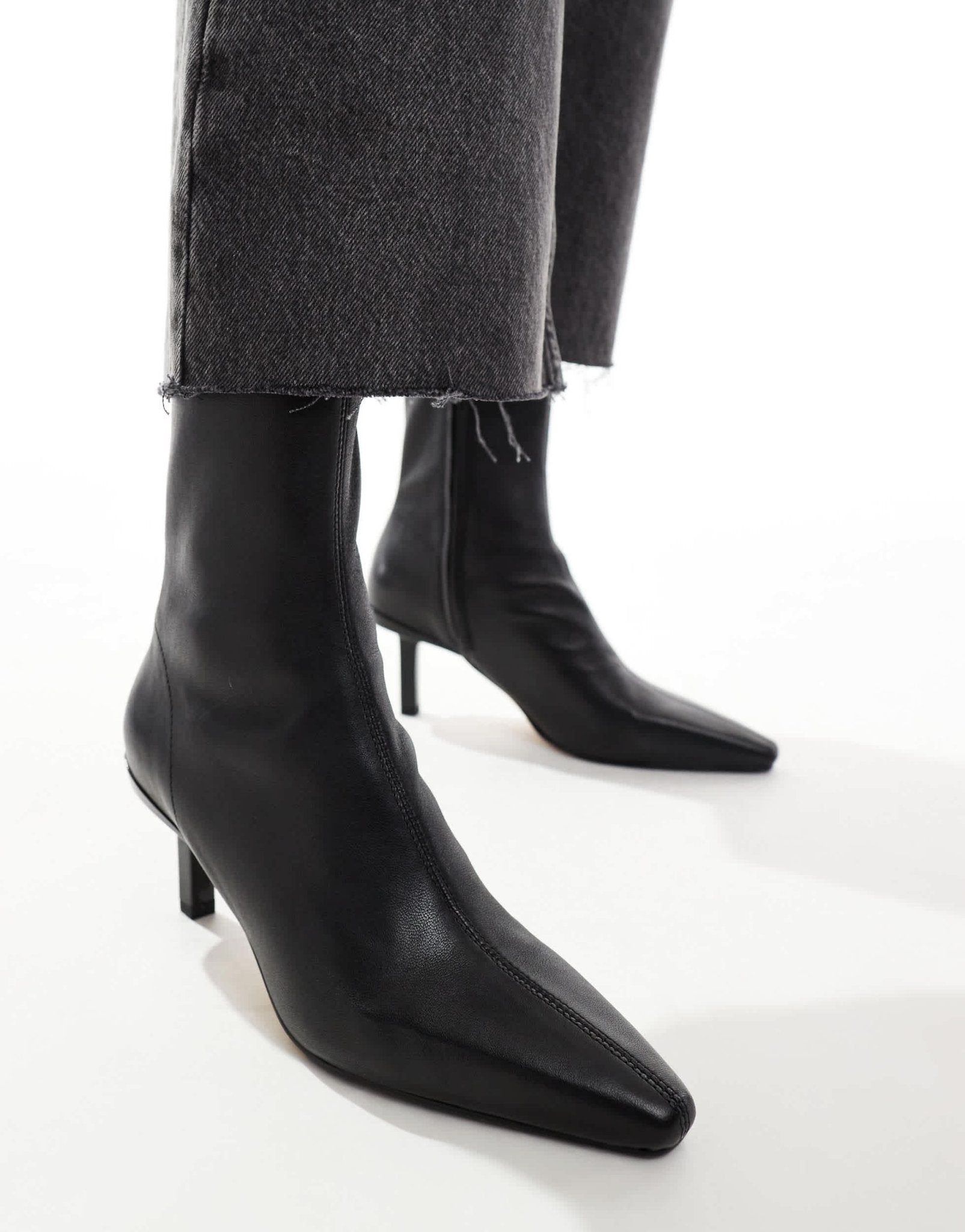 & Other Stories leather heeled ankle boots with pointed toe in black - ASOS Sample Sale EU Store