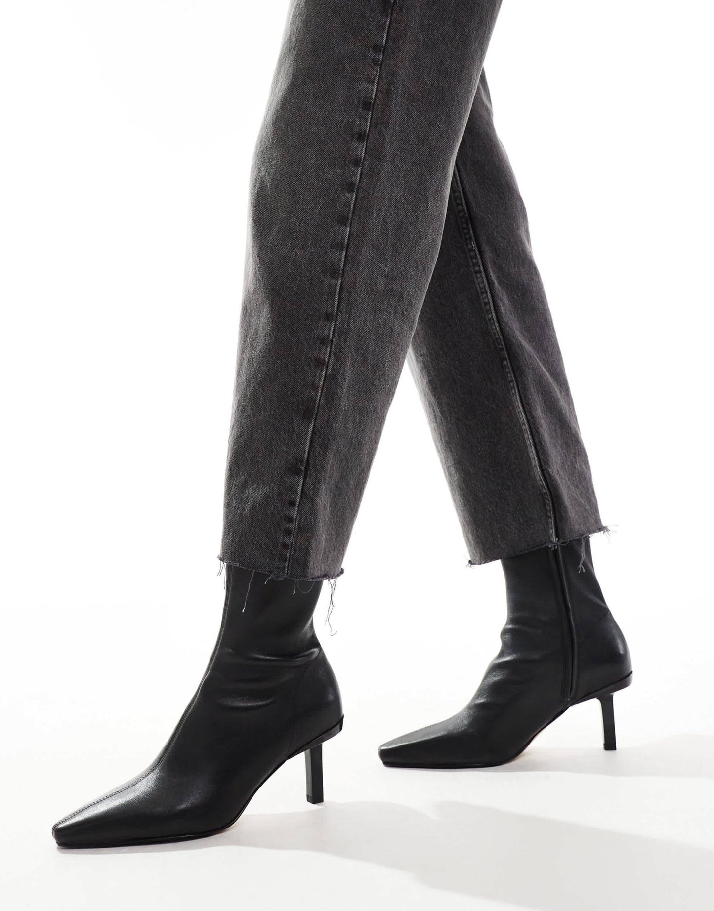 & Other Stories leather heeled ankle boots with pointed toe in black - ASOS Sample Sale EU Store