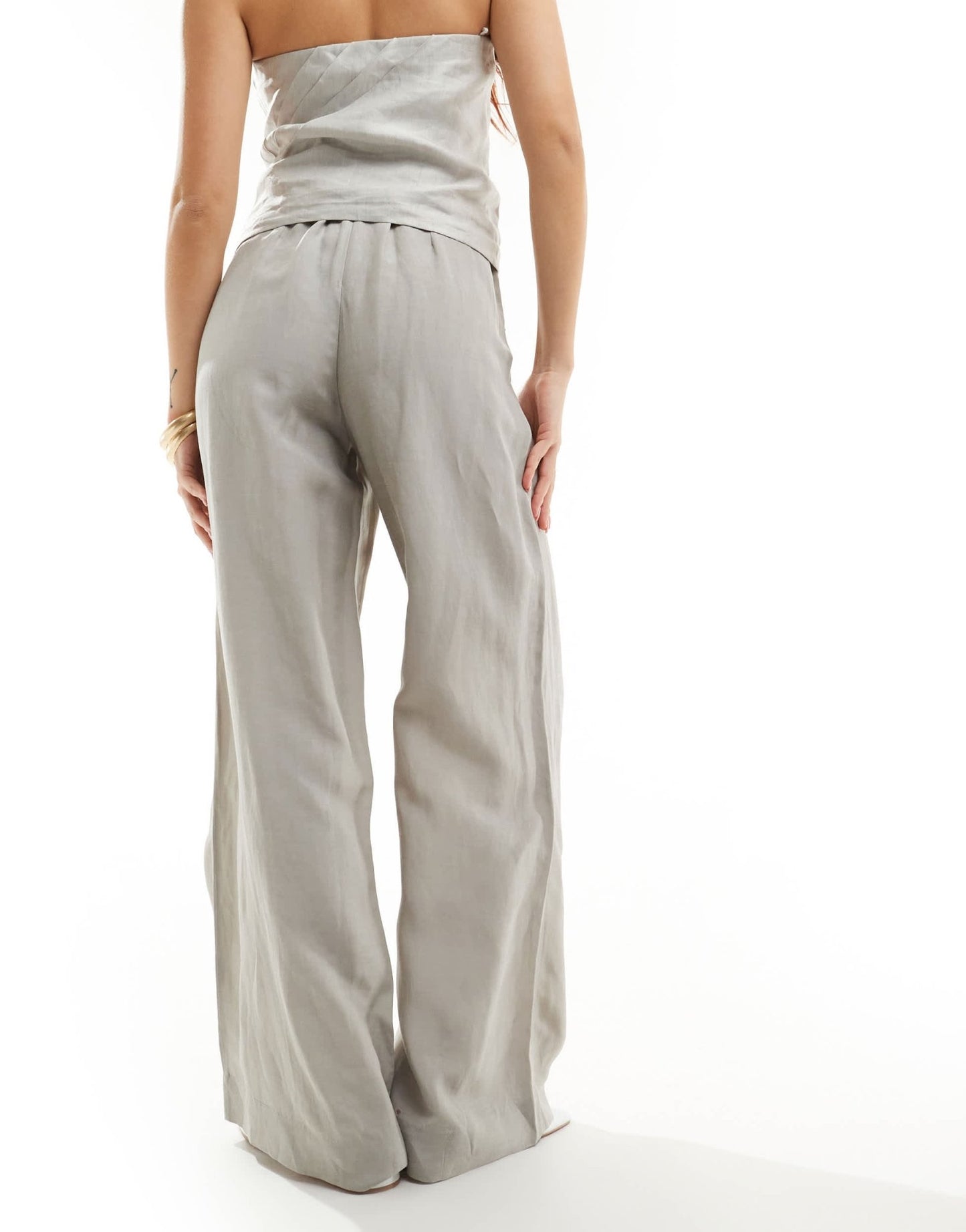 & Other Stories linen blend fluid wide leg trousers in grey - ASOS Sample Sale EU Store