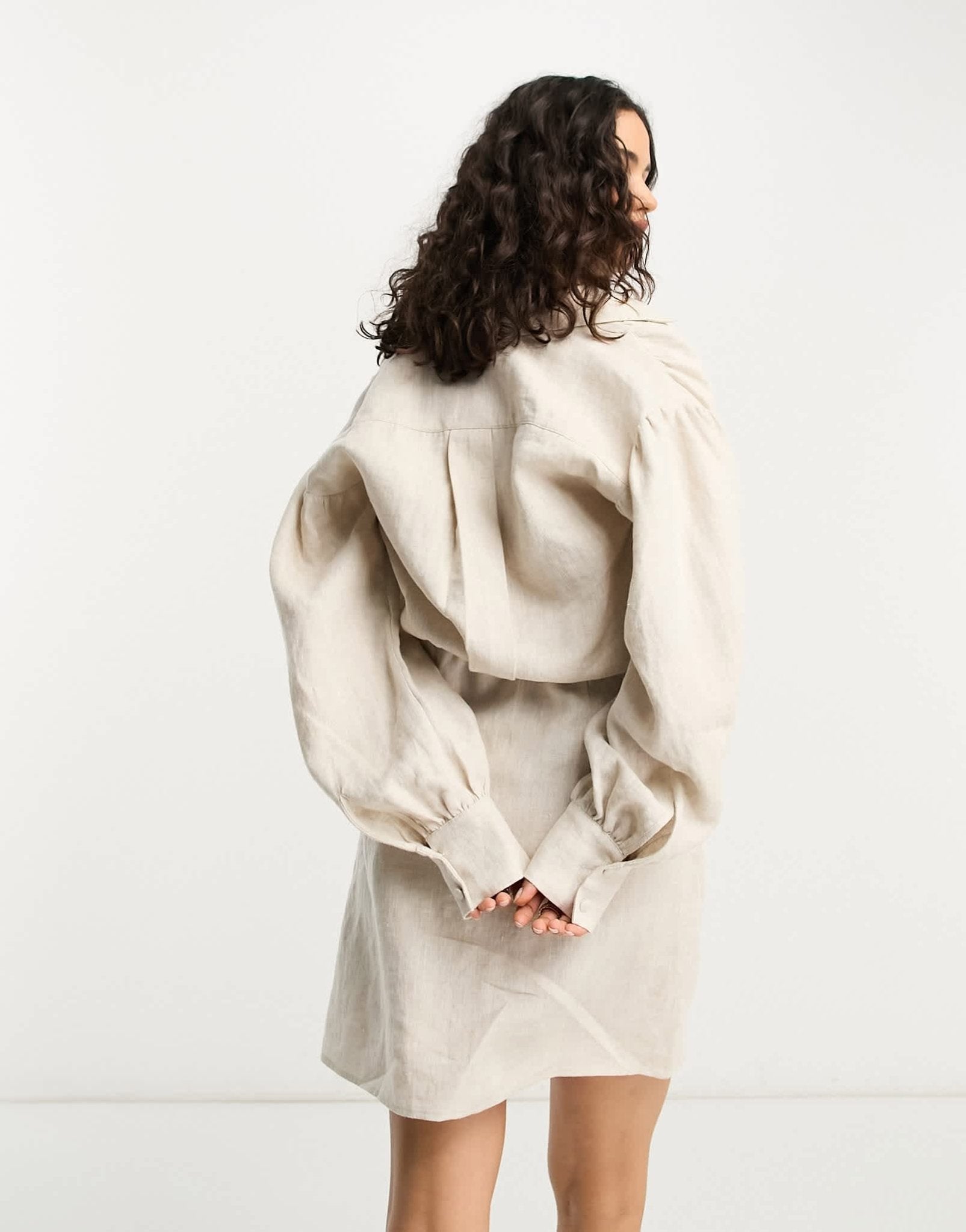 & Other Stories linen mini shirt dress in beige - ASOS Sample Sale EU Store