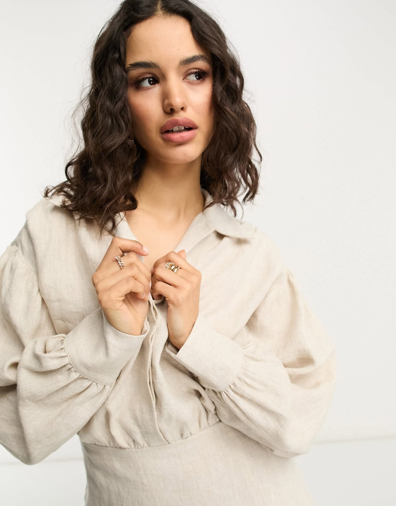& Other Stories linen mini shirt dress in beige - ASOS Sample Sale EU Store