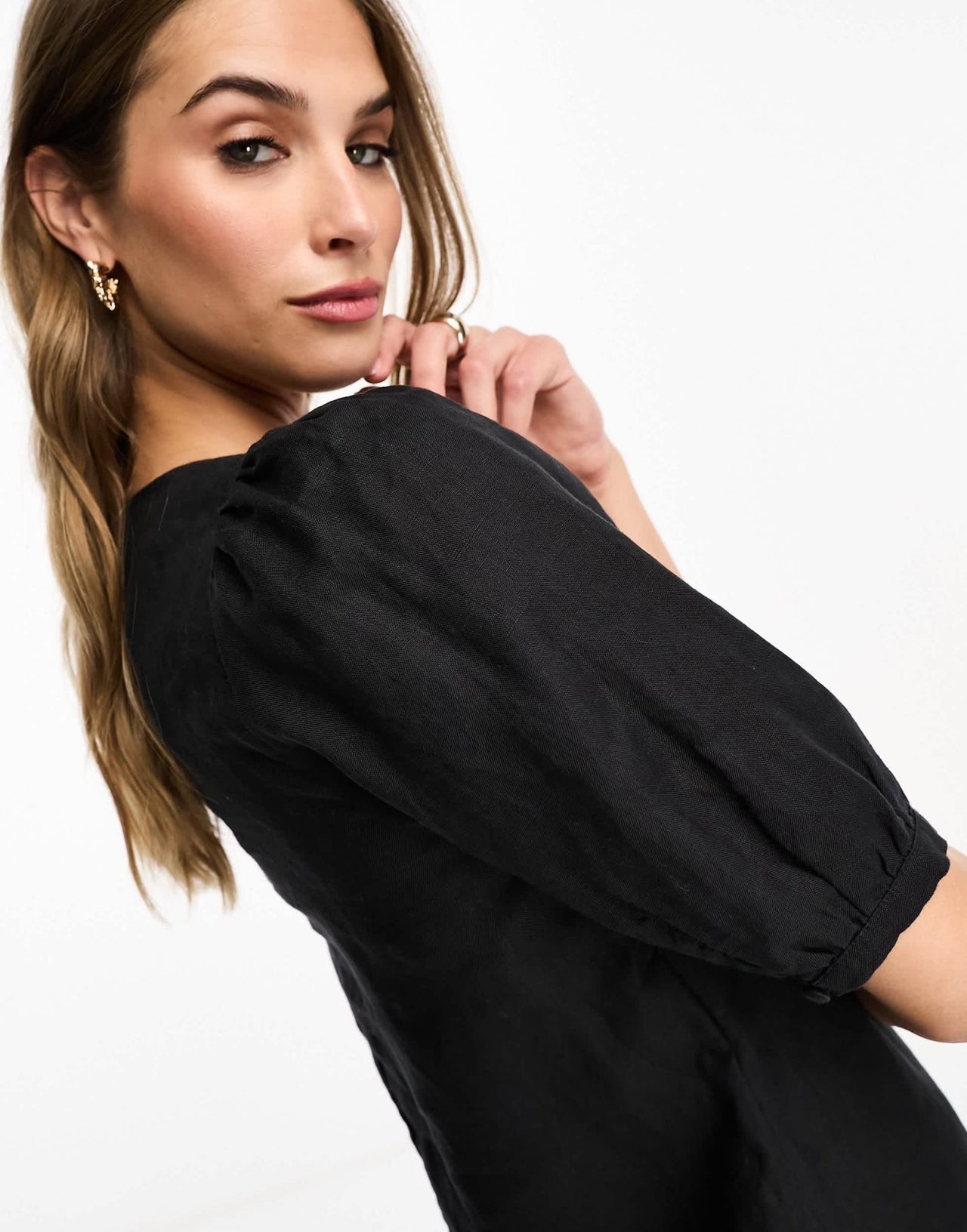& Other Stories linen square neck mini dress in black - ASOS Sample Sale EU Store