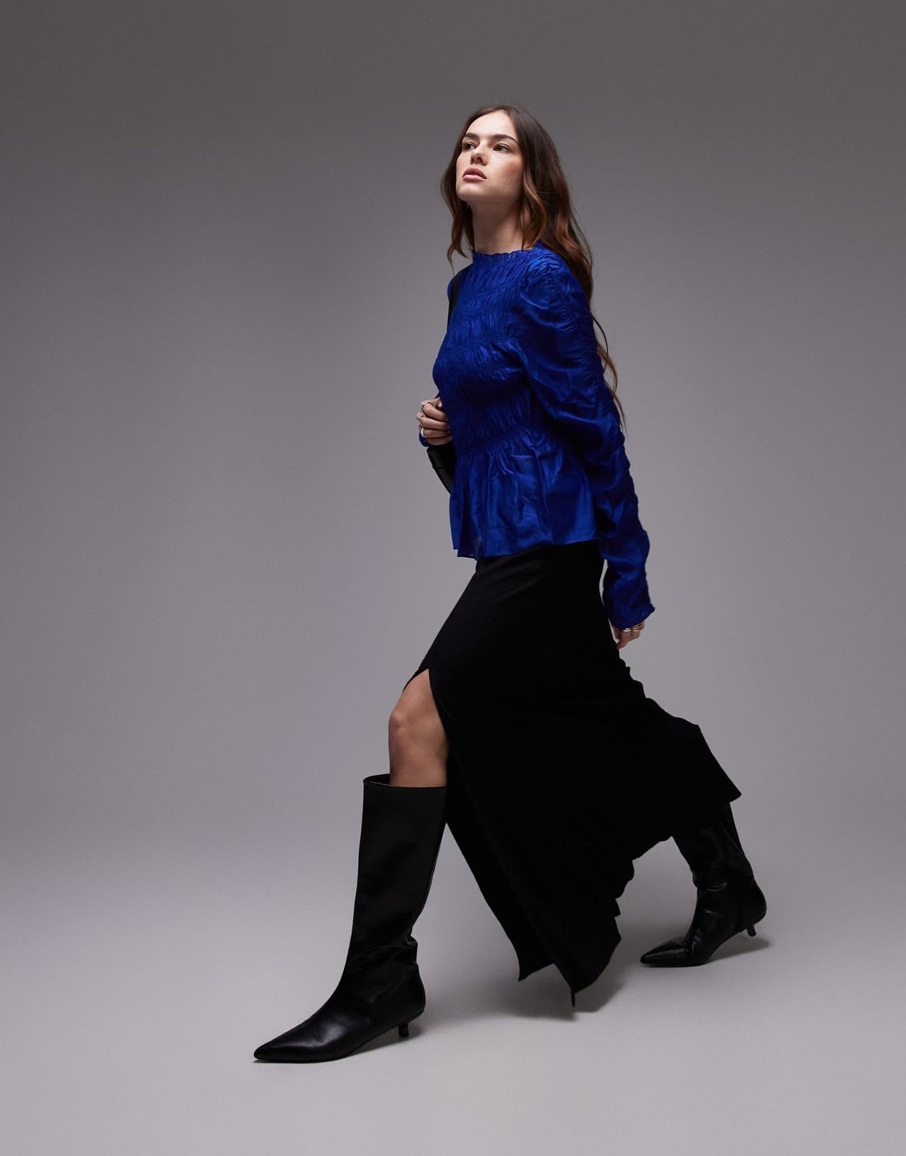 & Other Stories long sleeve ruched top in bright blue - ASOS Sample Sale EU Store