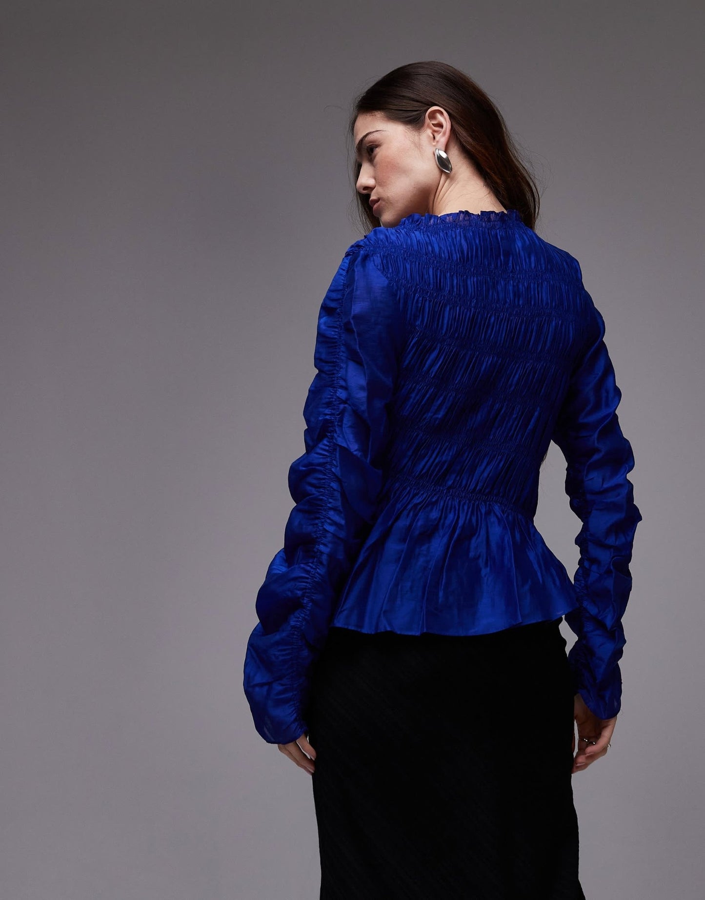 & Other Stories long sleeve ruched top in bright blue - ASOS Sample Sale EU Store