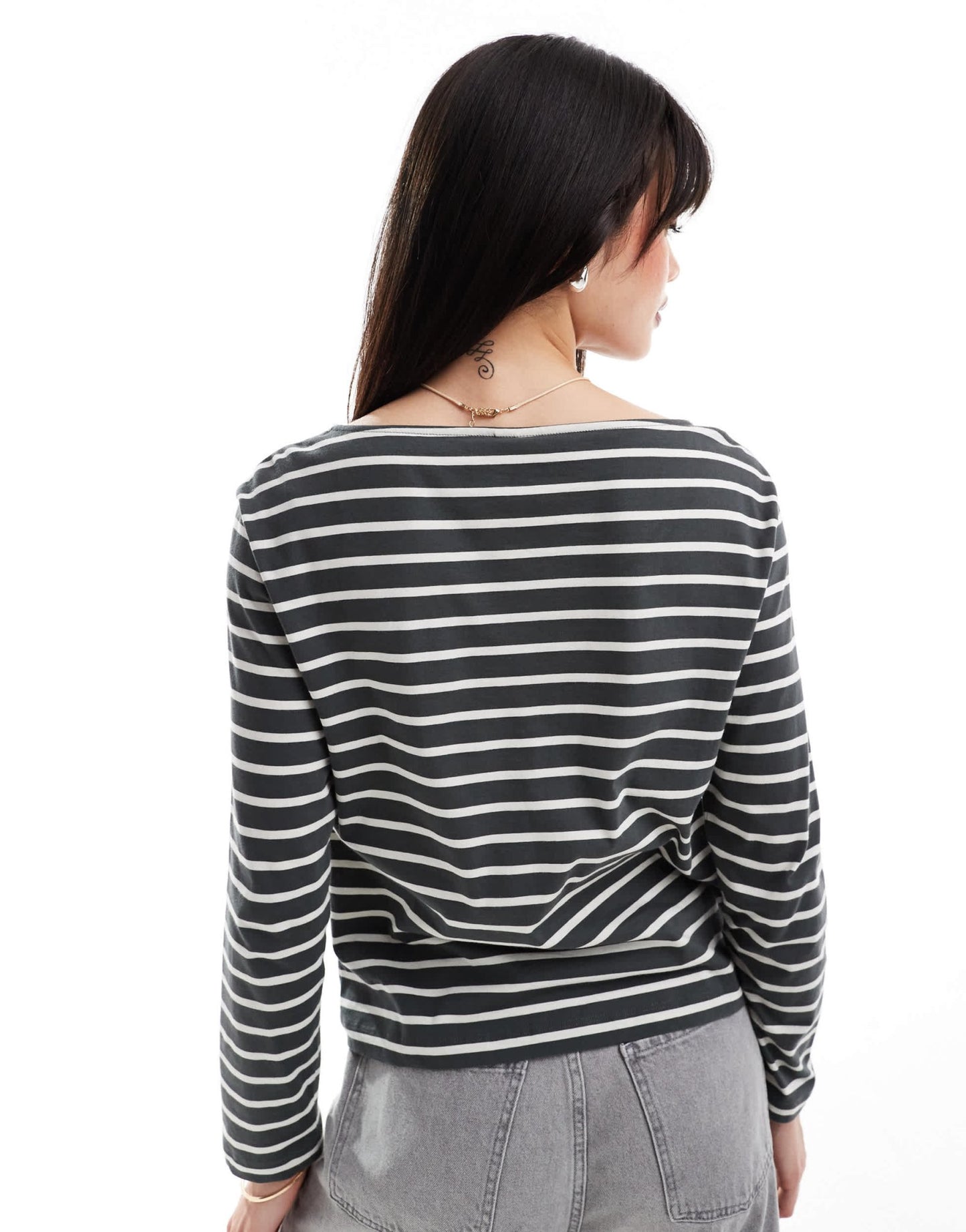 & Other Stories long sleeve top in grey and white stripes - ASOS Sample Sale EU Store