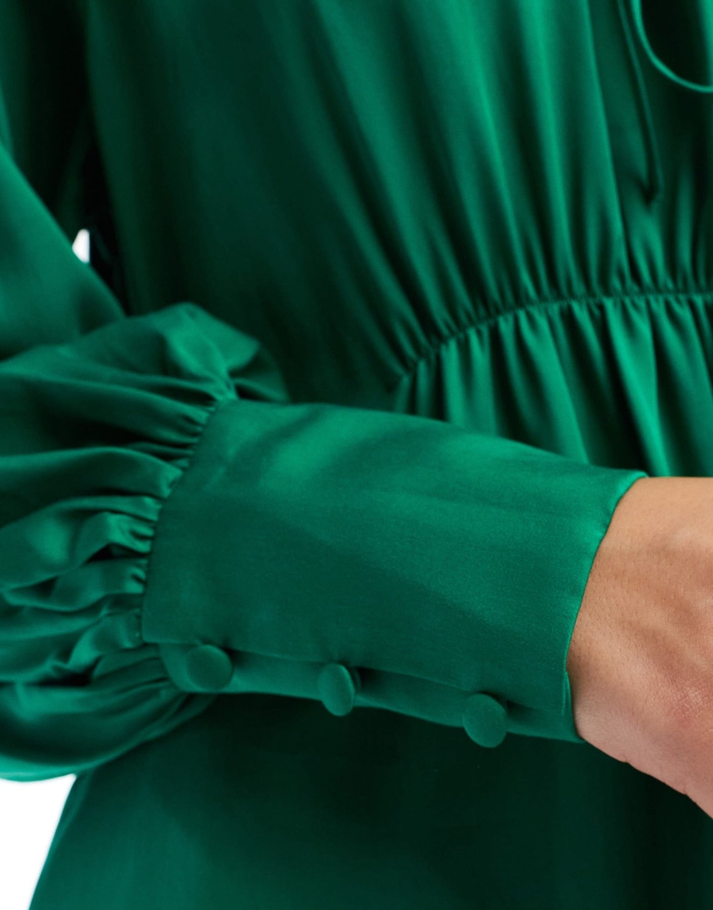 & Other Stories maxi dress with tie front v - neckline and long sleeves in green - ASOS Sample Sale EU Store