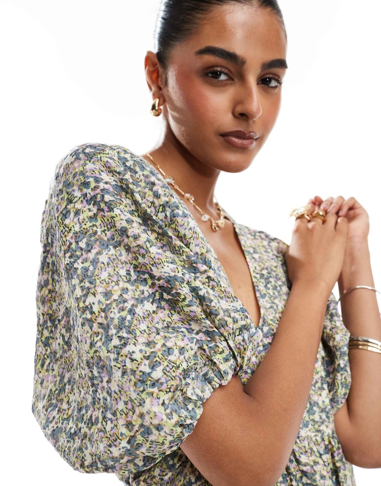 & Other Stories maxi dress with volume sleeves in muted floral jacquard print - ASOS Sample Sale EU Store
