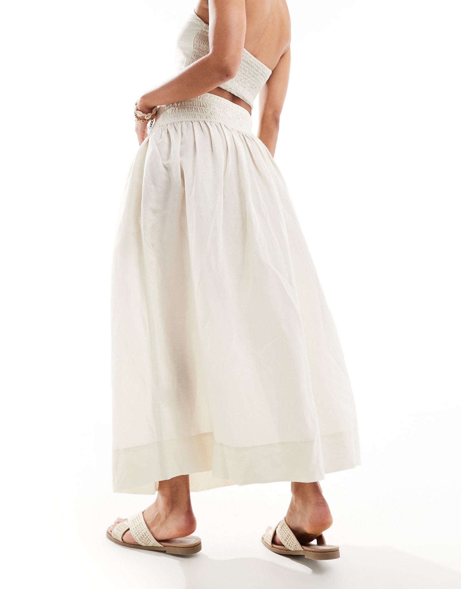 & Other Stories maxi skirt with ruched basque in light beige - ASOS Sample Sale EU Store
