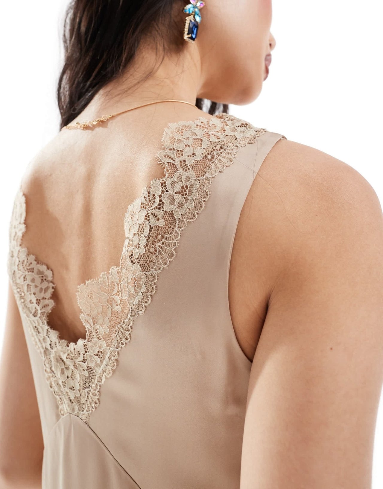 & Other Stories midaxi slip dress with lace trim detail in light beige - ASOS Sample Sale EU Store