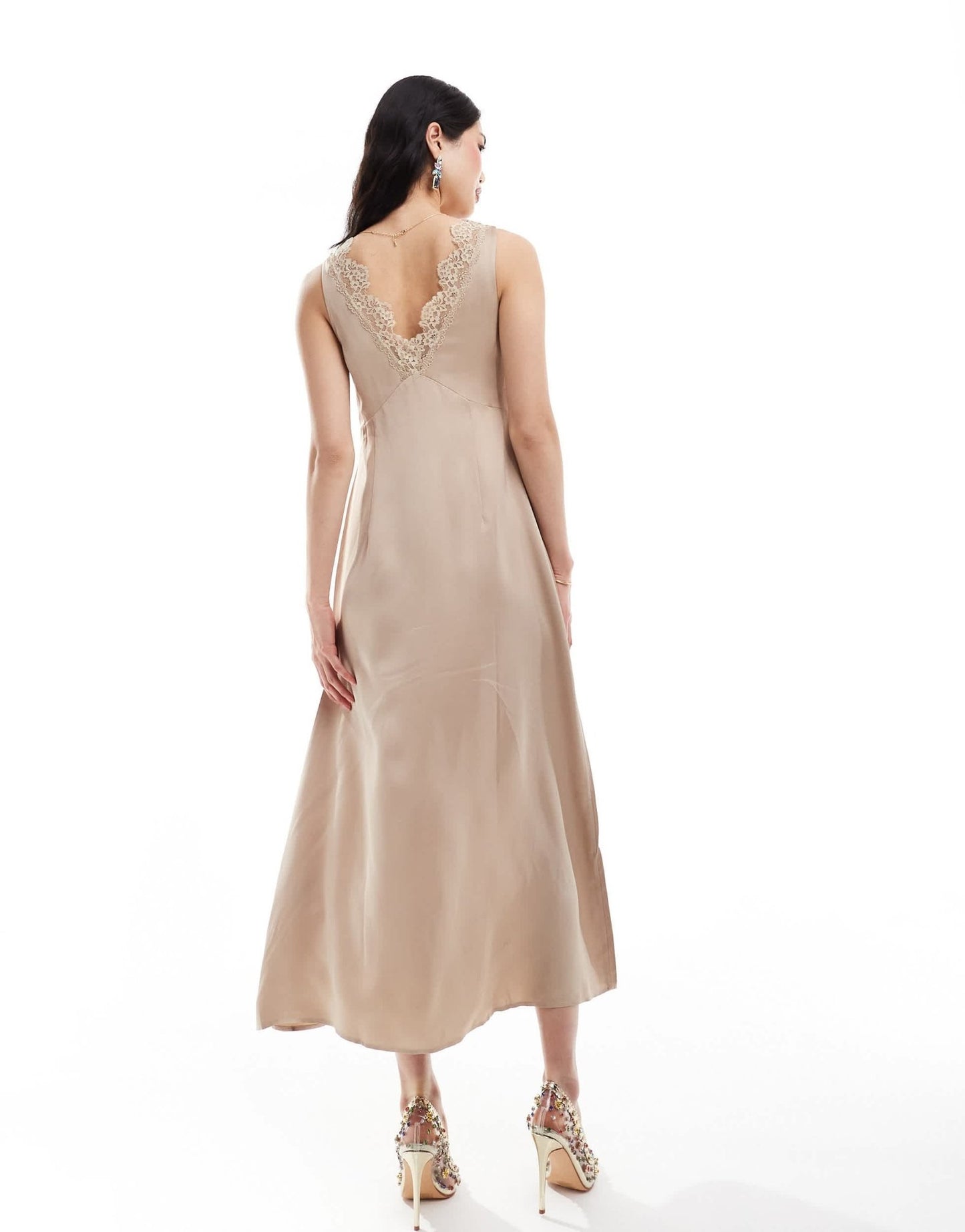 & Other Stories midaxi slip dress with lace trim detail in light beige - ASOS Sample Sale EU Store