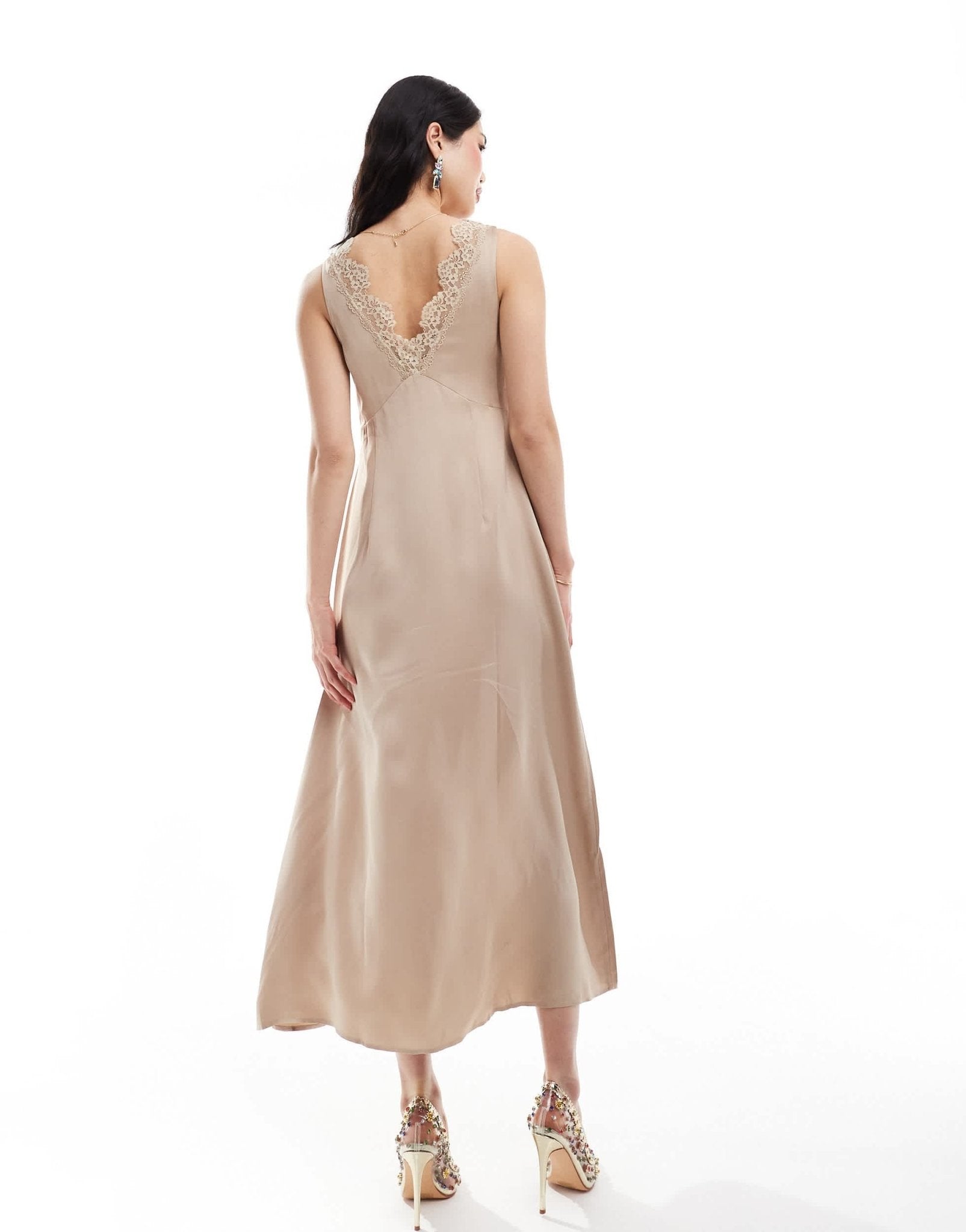& Other Stories midaxi slip dress with lace trim detail in light beige - ASOS Sample Sale EU Store