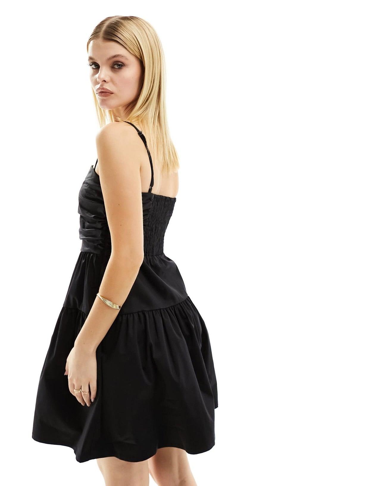 & Other Stories mini dress with pleated bodice and full skirt in black - ASOS Sample Sale EU Store