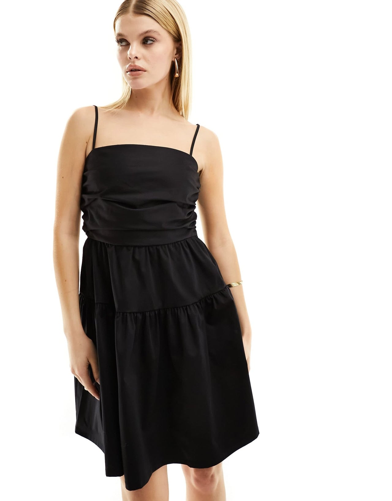 & Other Stories mini dress with pleated bodice and full skirt in black - ASOS Sample Sale EU Store