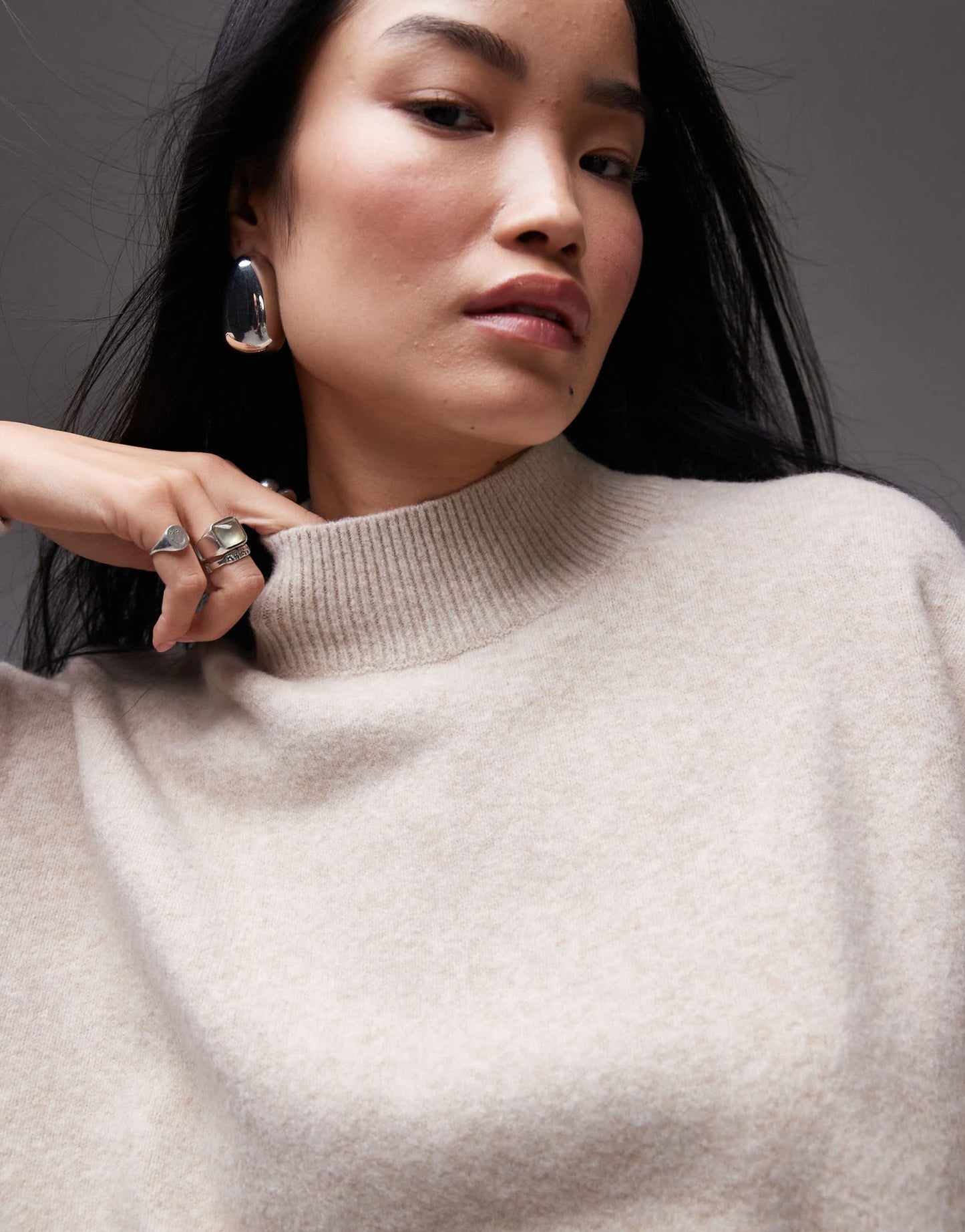 & Other Stories mock neck jumper in beige melange - ASOS Sample Sale EU Store