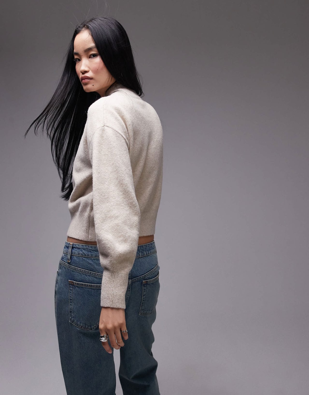 & Other Stories mock neck jumper in beige melange - ASOS Sample Sale EU Store