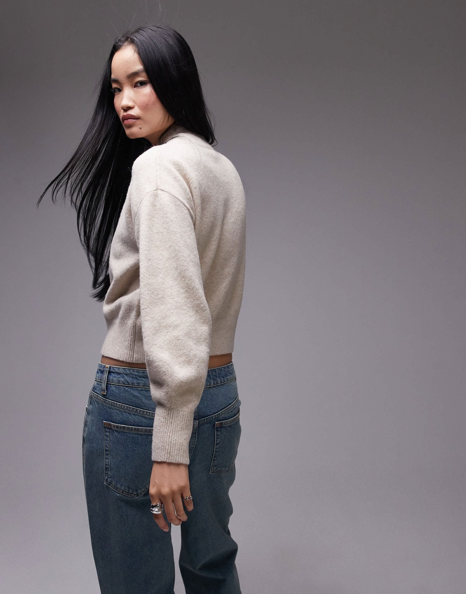 & Other Stories mock neck jumper in beige melange - ASOS Sample Sale EU Store