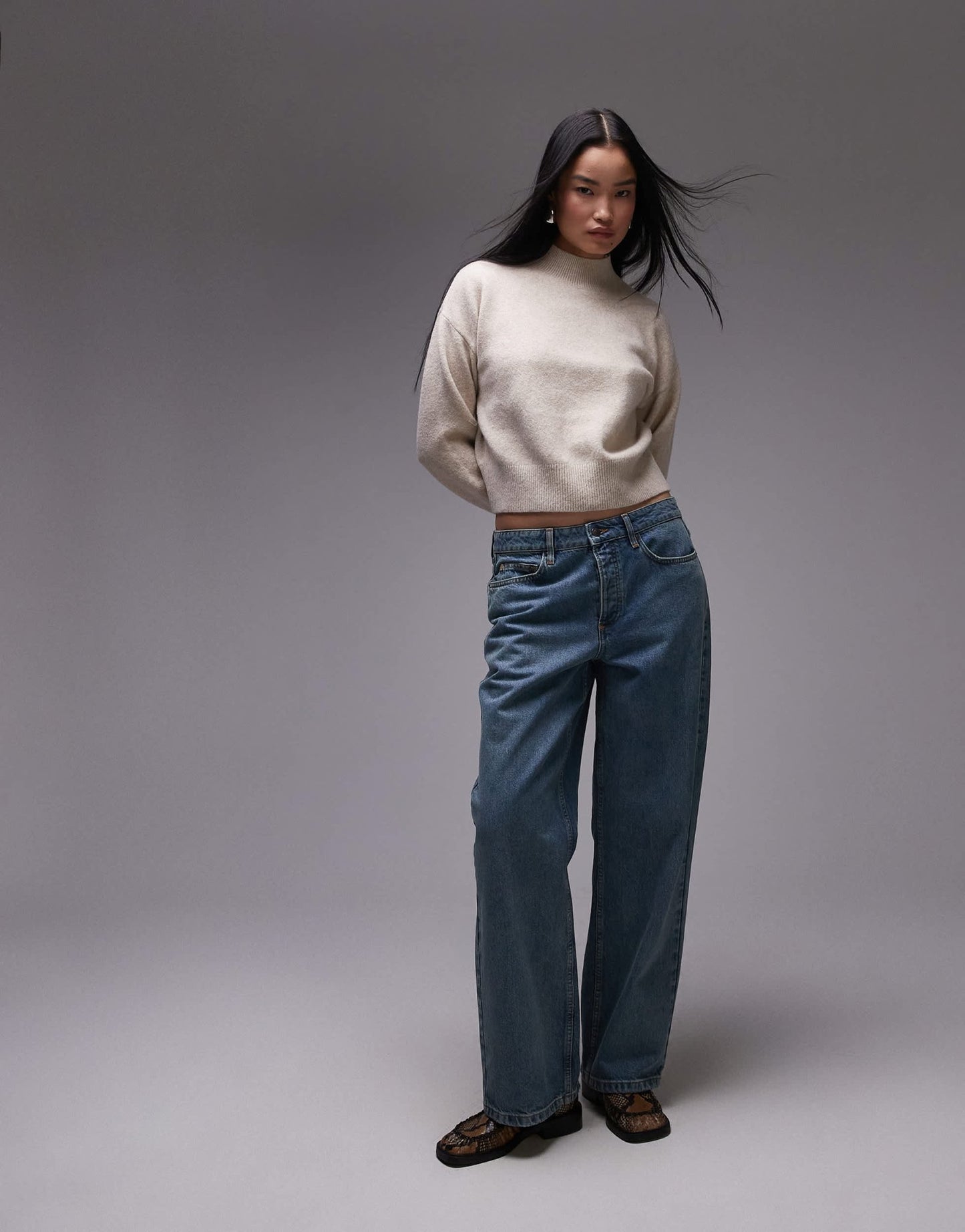 & Other Stories mock neck jumper in beige melange - ASOS Sample Sale EU Store