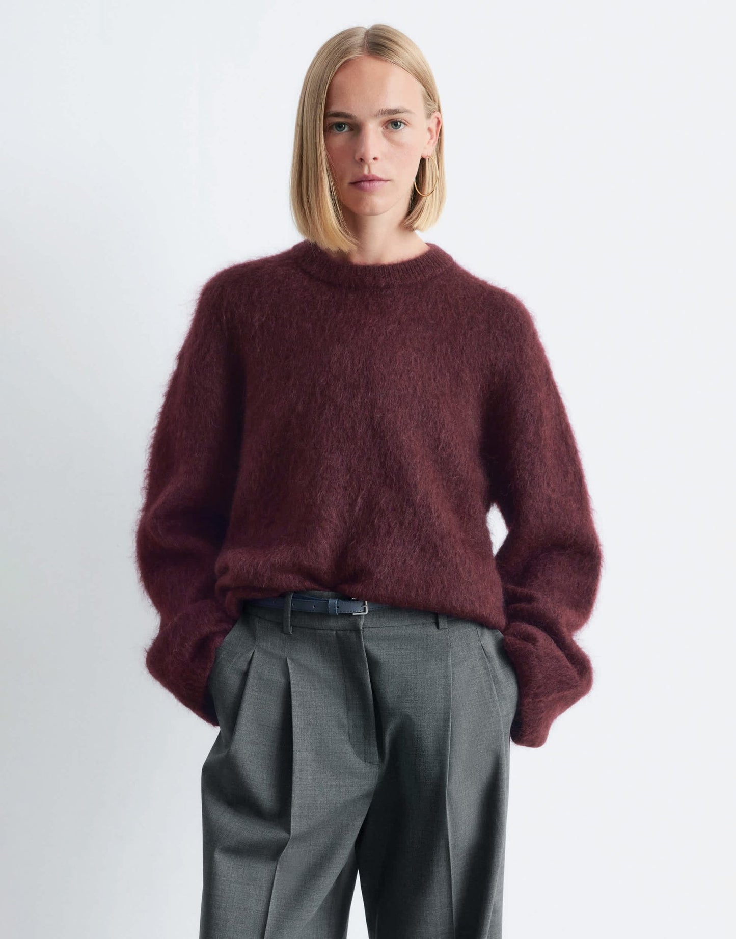 & Other Stories mohair super soft hairy knit sweater in burgundy - ASOS Sample Sale EU Store