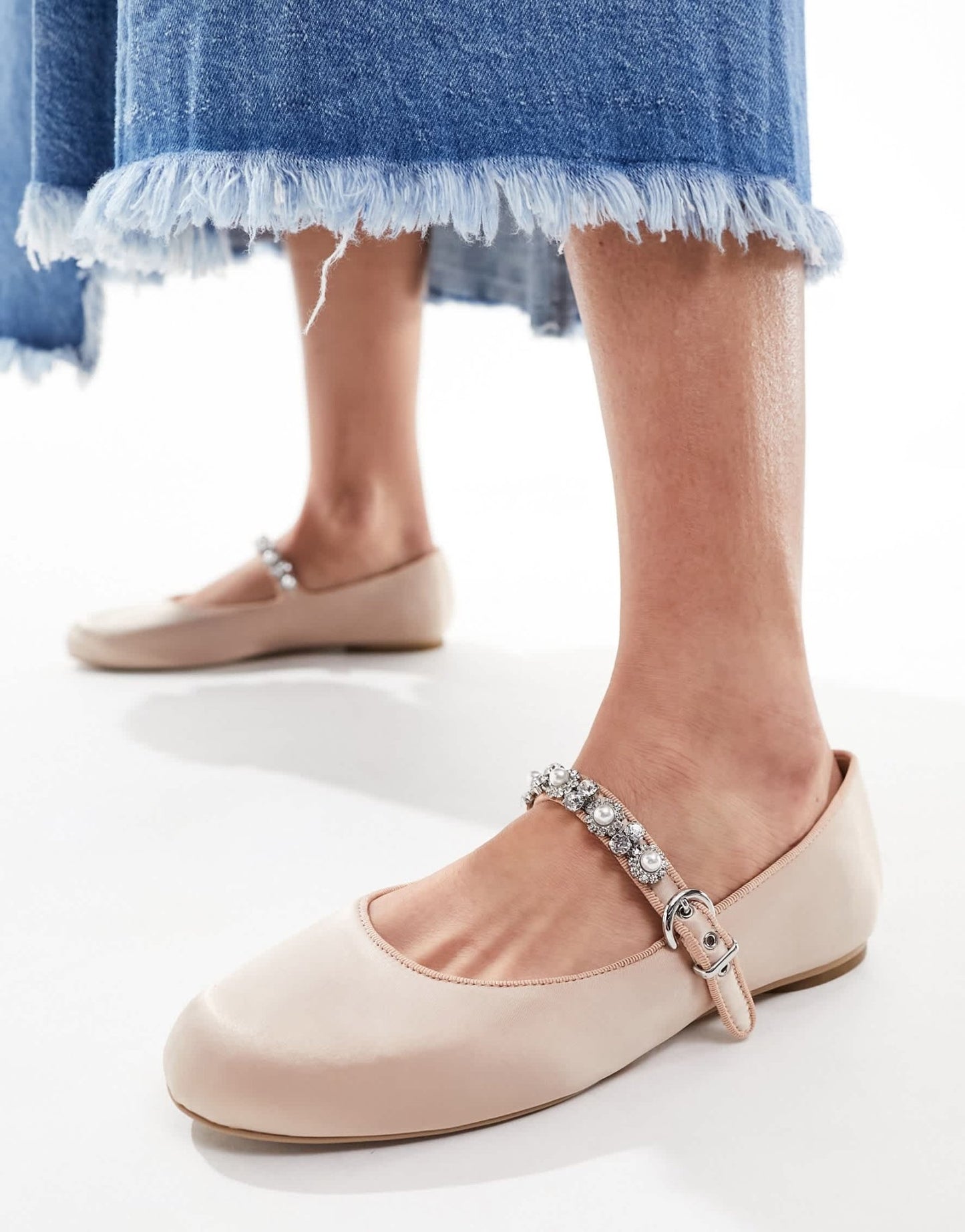 & Other Stories satin ballet pumps with embellishments in pale pink - ASOS Sample Sale EU Store