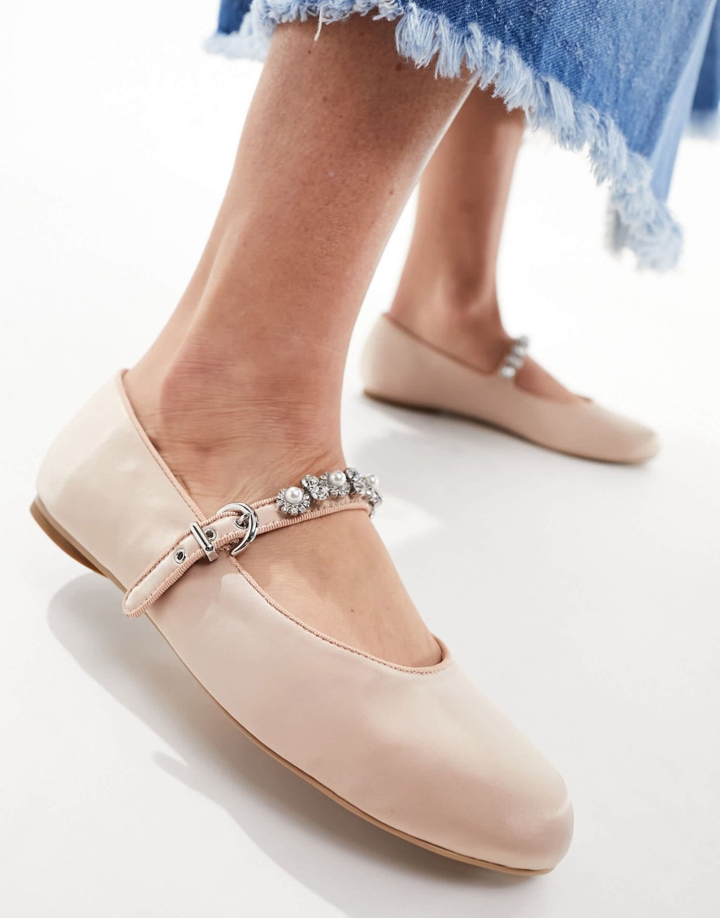 & Other Stories satin ballet pumps with embellishments in pale pink - ASOS Sample Sale EU Store