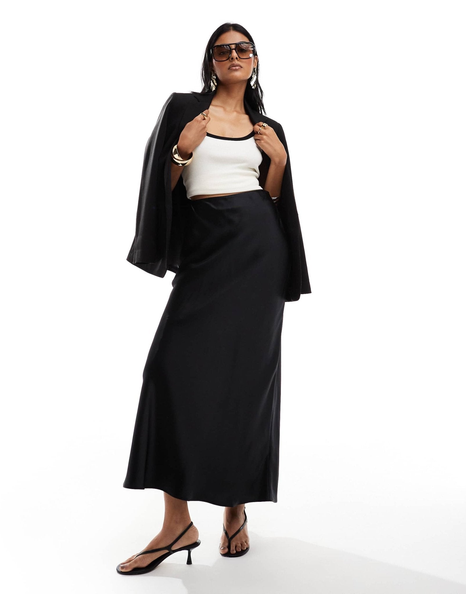 & Other Stories satin maxi skirt in black - ASOS Sample Sale EU Store