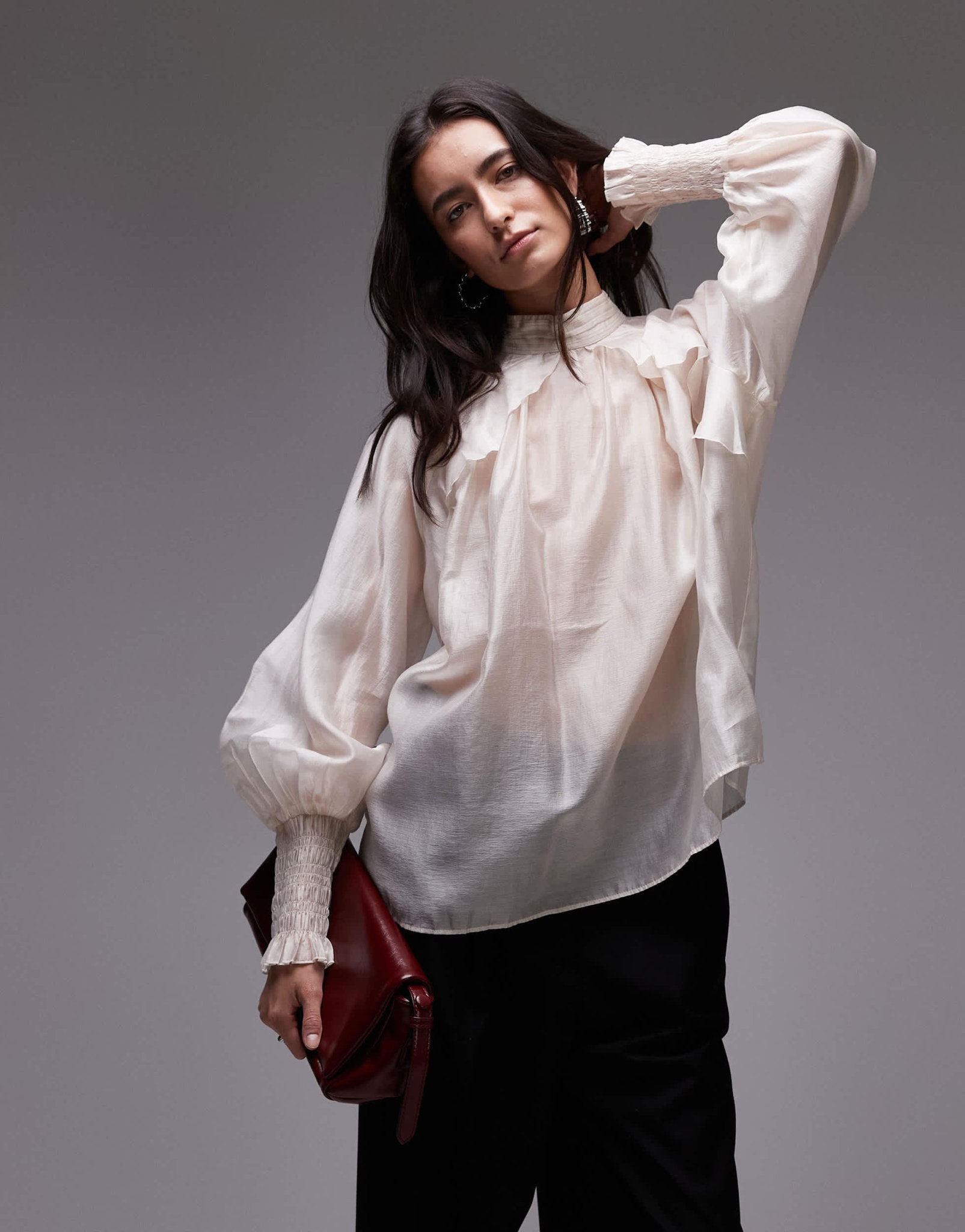 & Other Stories sheer volume blouse with frill detail in white - ASOS Sample Sale EU Store