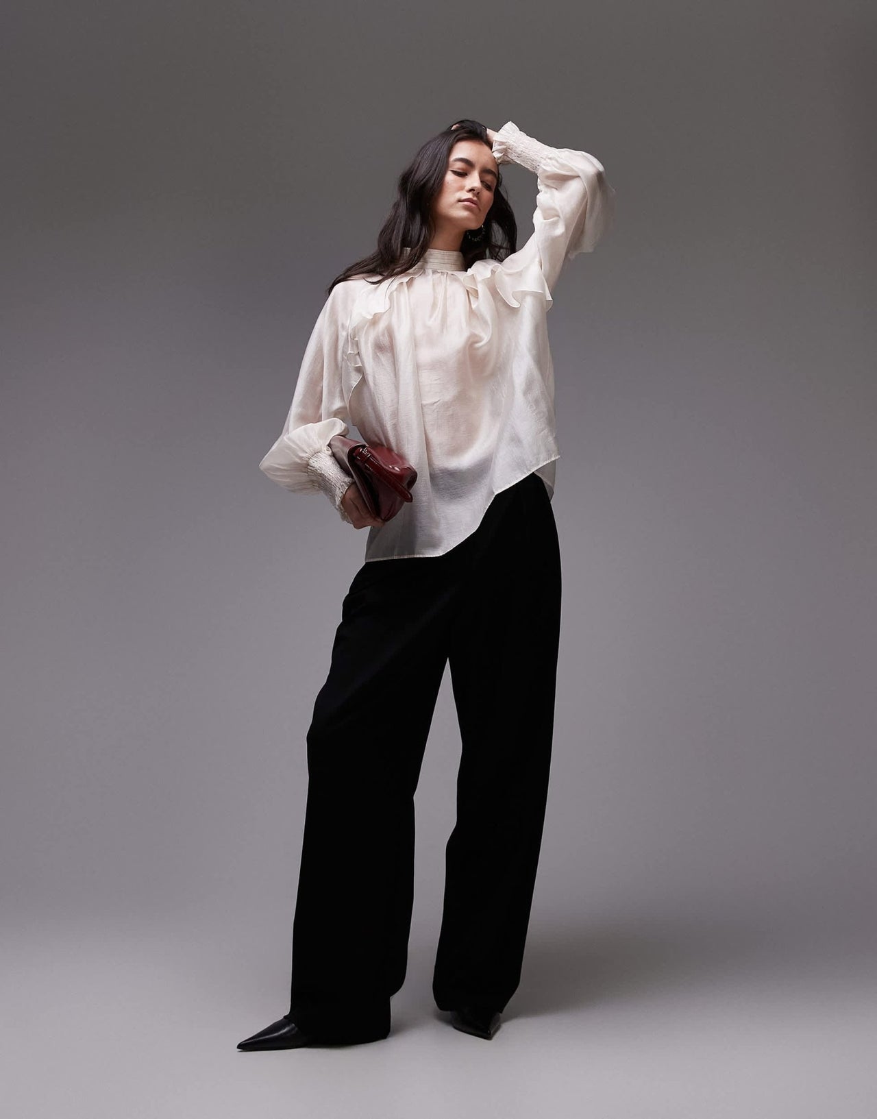 & Other Stories sheer volume blouse with frill detail in white - ASOS Sample Sale EU Store