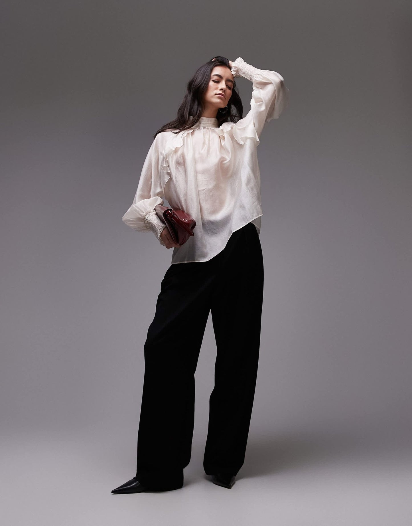 & Other Stories sheer volume blouse with frill detail in white - ASOS Sample Sale EU Store