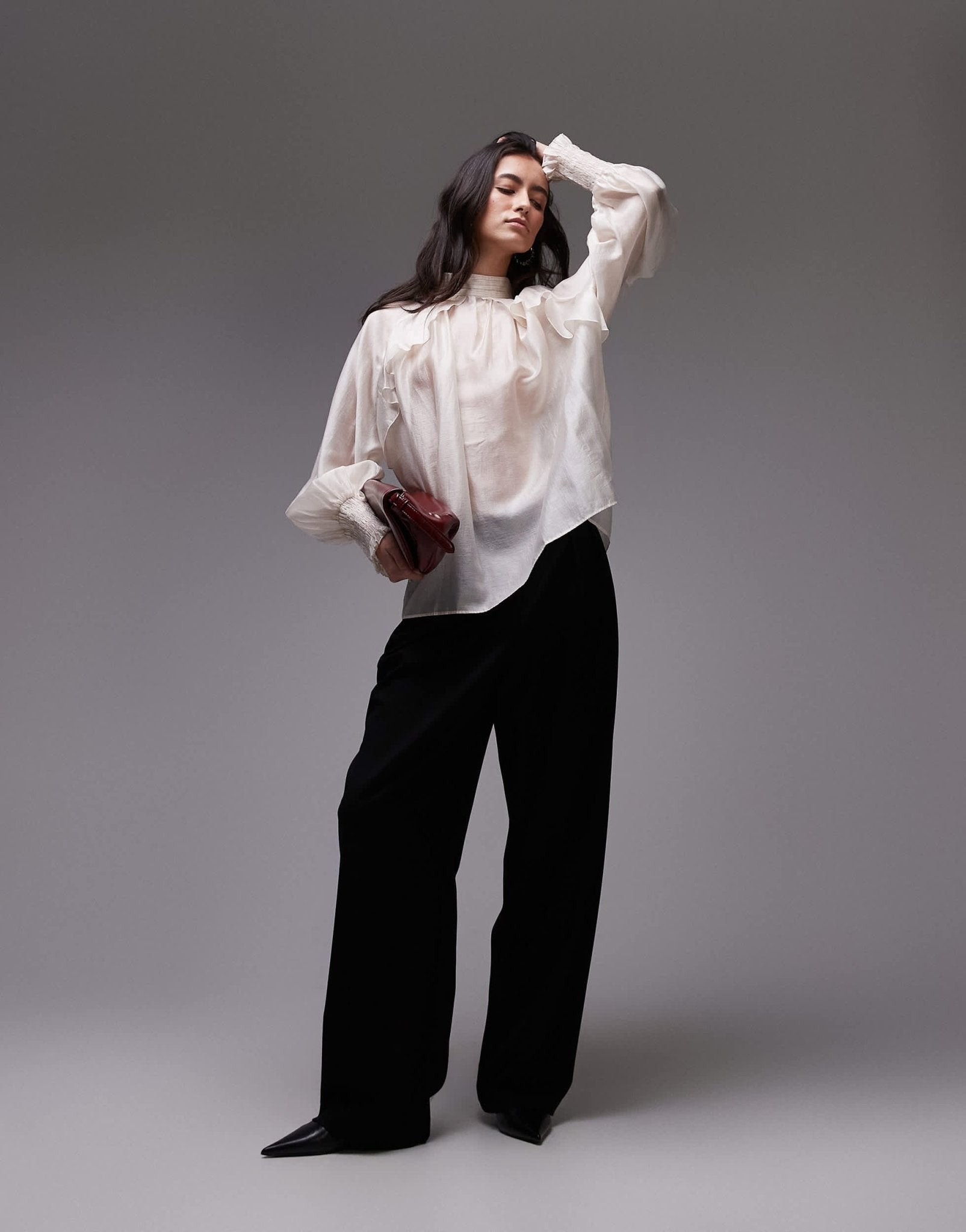 & Other Stories sheer volume blouse with frill detail in white - ASOS Sample Sale EU Store