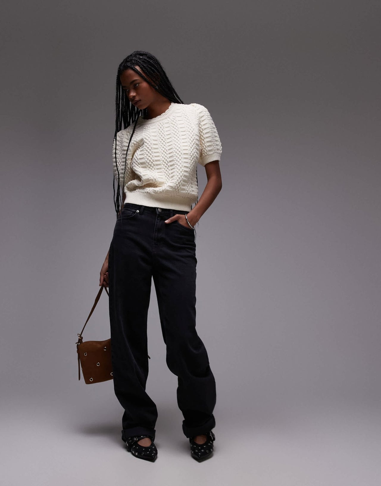& Other Stories short sleeve knitted top in white with scallop edge neckline - ASOS Sample Sale EU Store