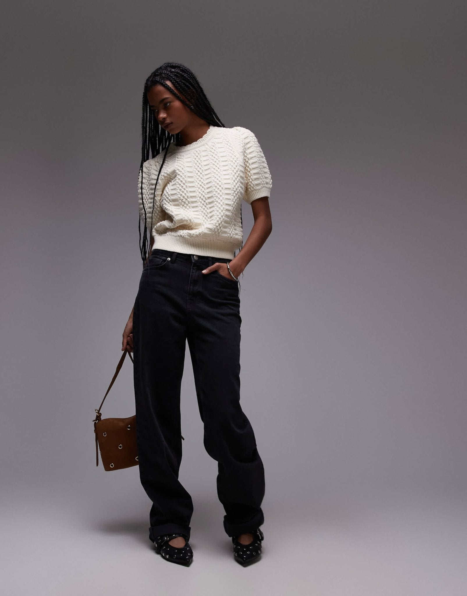 & Other Stories short sleeve knitted top in white with scallop edge neckline - ASOS Sample Sale EU Store