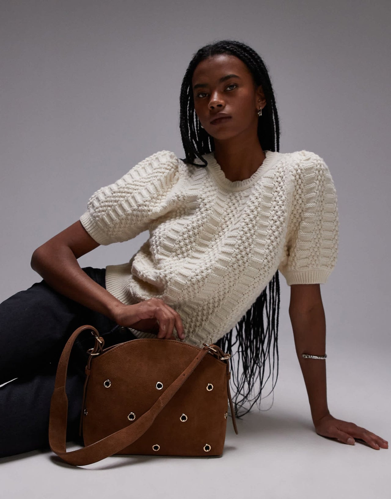 & Other Stories short sleeve knitted top in white with scallop edge neckline - ASOS Sample Sale EU Store