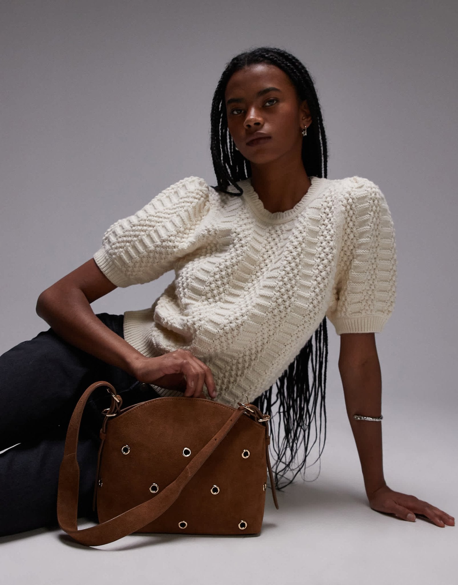 & Other Stories short sleeve knitted top in white with scallop edge neckline - ASOS Sample Sale EU Store