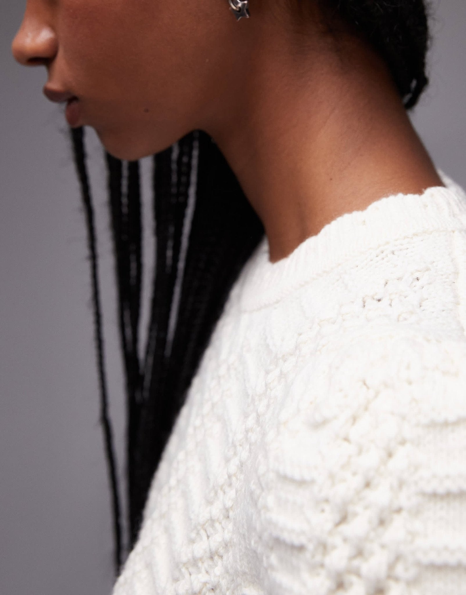 & Other Stories short sleeve knitted top in white with scallop edge neckline - ASOS Sample Sale EU Store