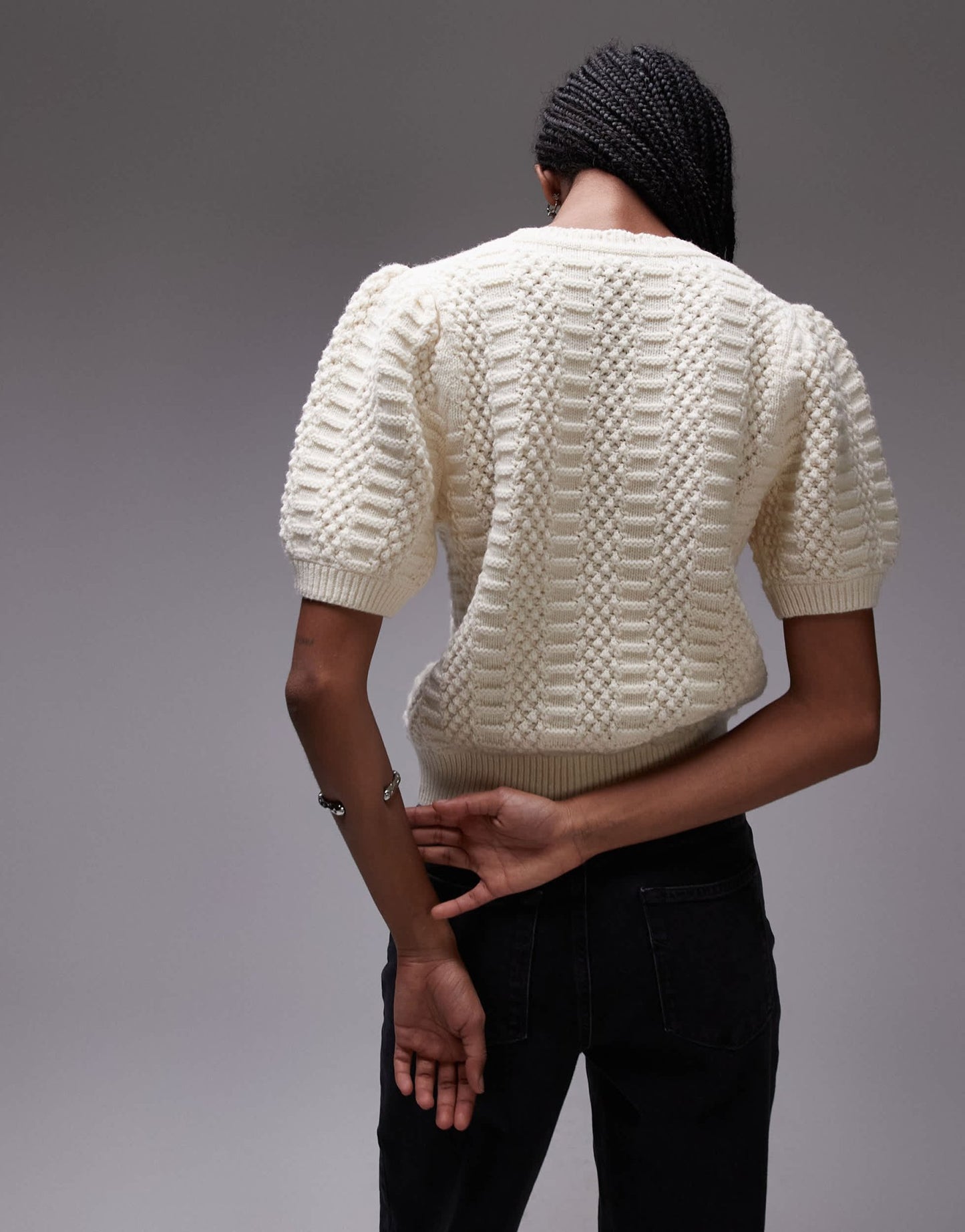 & Other Stories short sleeve knitted top in white with scallop edge neckline - ASOS Sample Sale EU Store