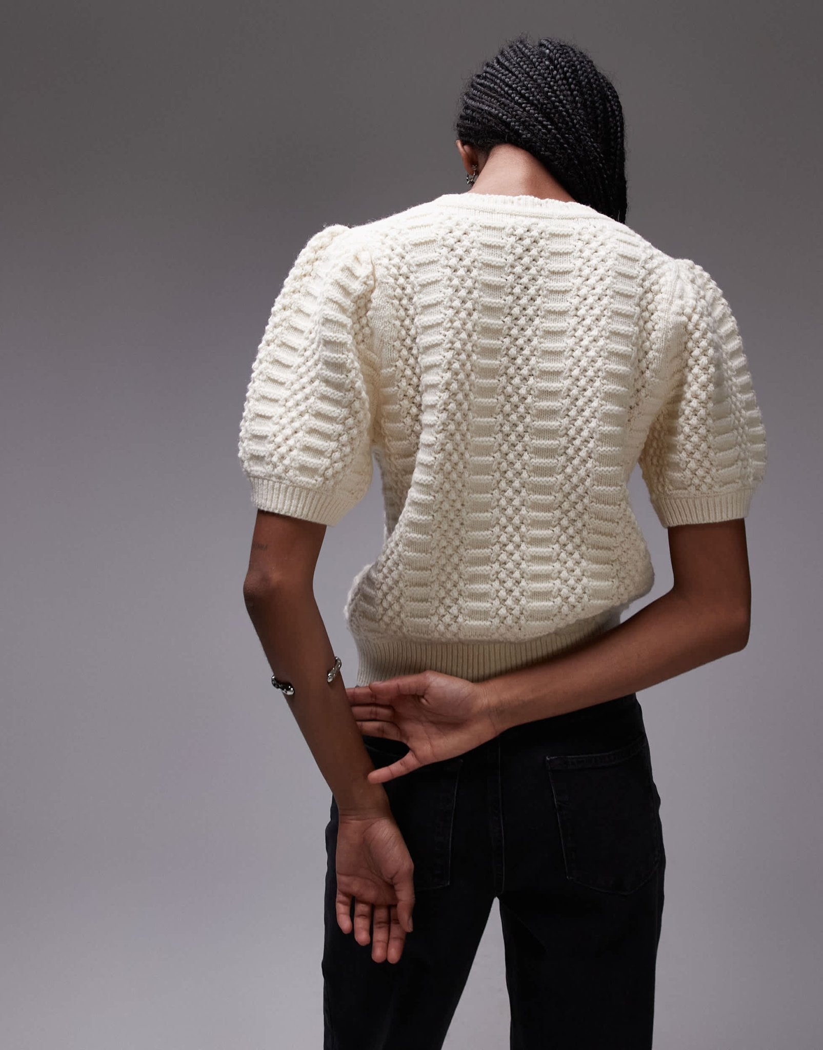 & Other Stories short sleeve knitted top in white with scallop edge neckline - ASOS Sample Sale EU Store
