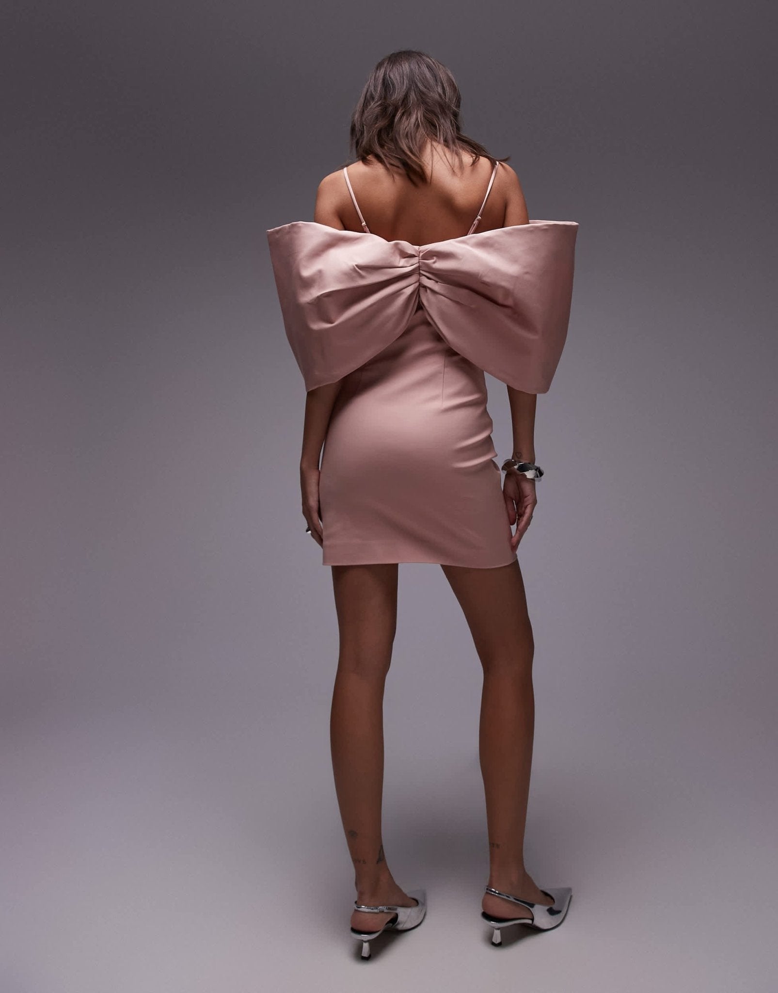 & Other Stories strapless mini dress with oversized bow detail in soft pink - ASOS Sample Sale EU Store
