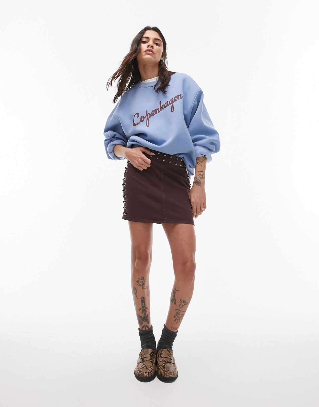 & Other Stories studded coated mini skirt in brown - ASOS Sample Sale EU Store