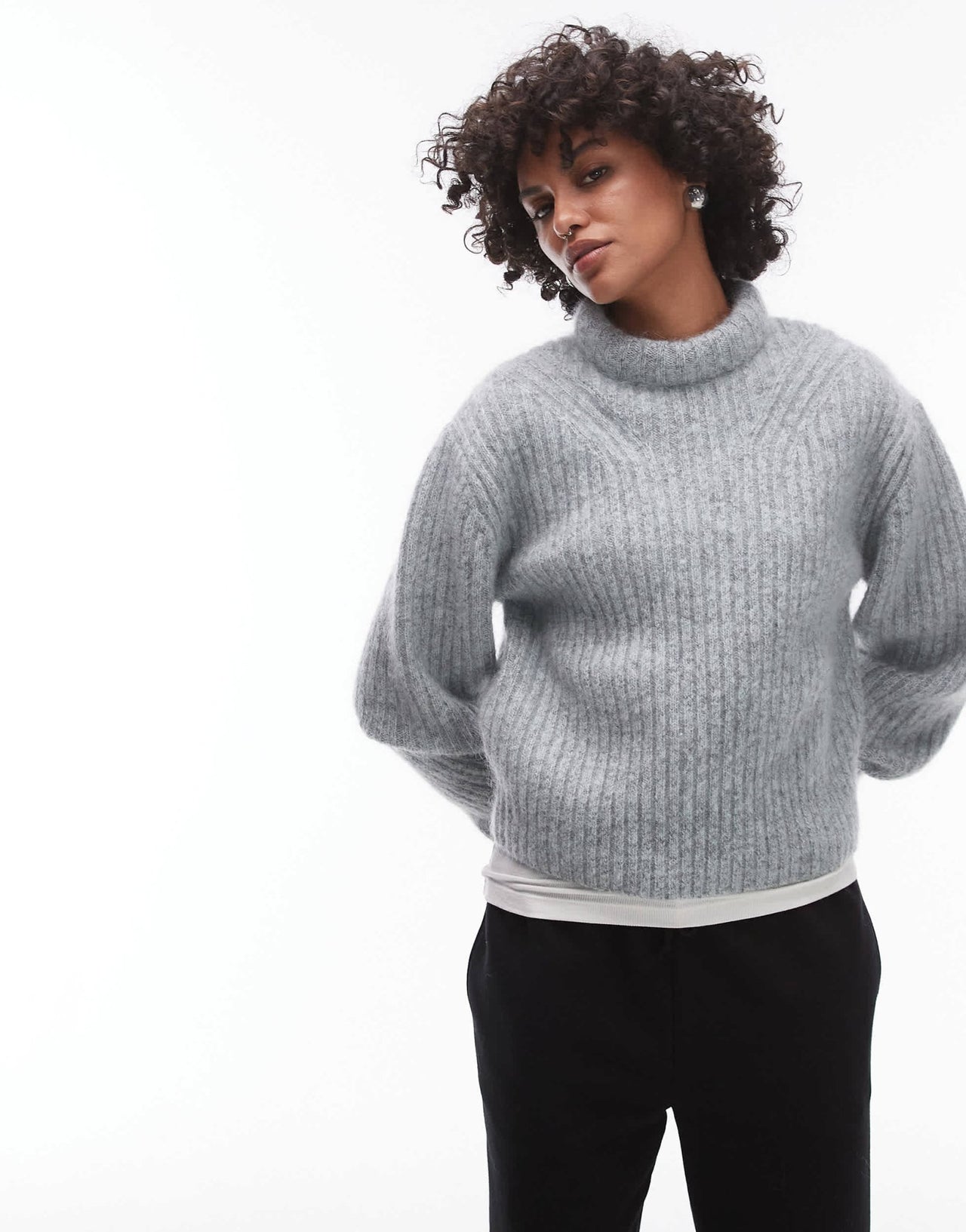 & Other Stories supersoft mohair knitted rib sweater in grey - ASOS Sample Sale EU Store
