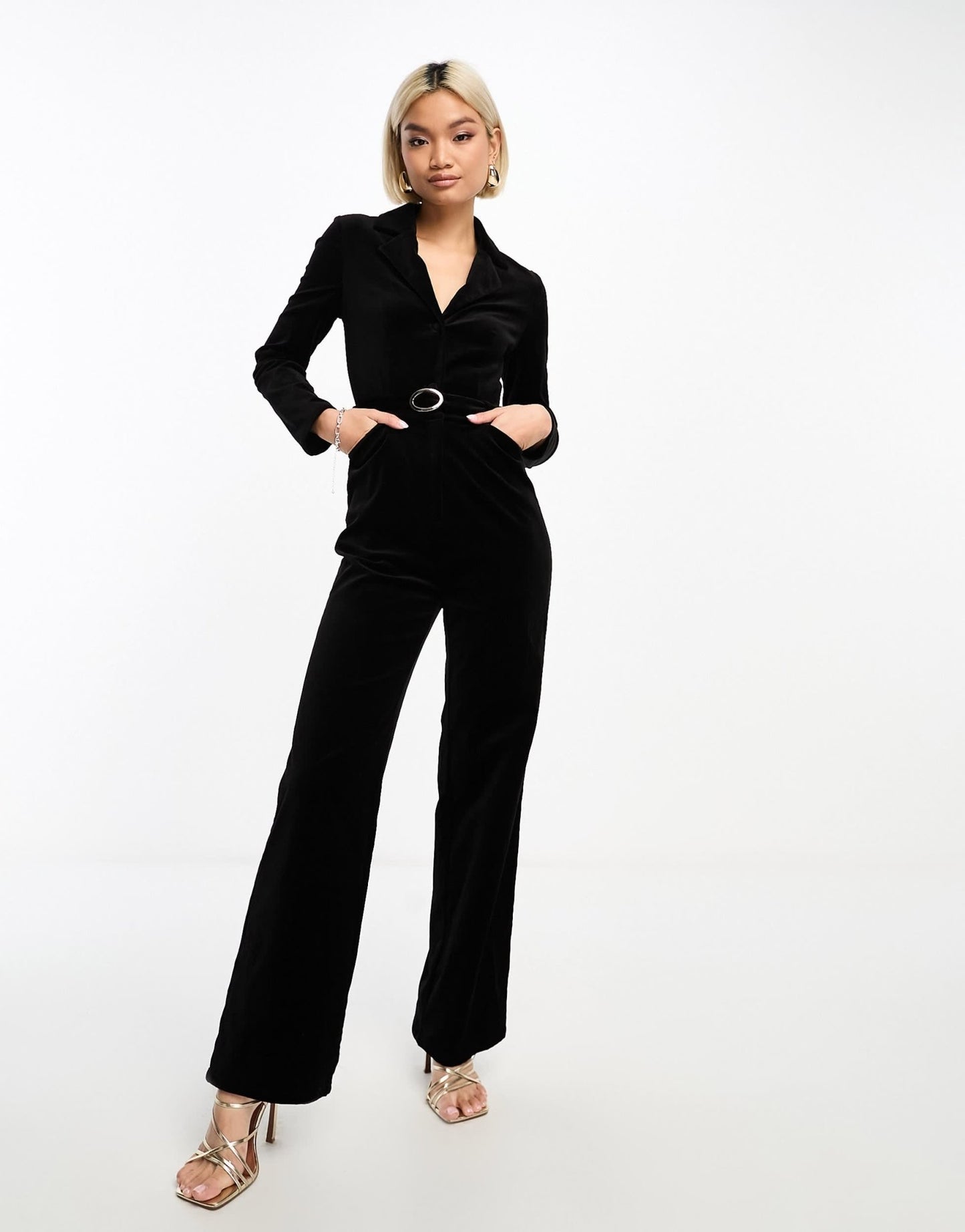 & Other Stories velvet wide leg jumpsuit in black - ASOS Sample Sale EU Store