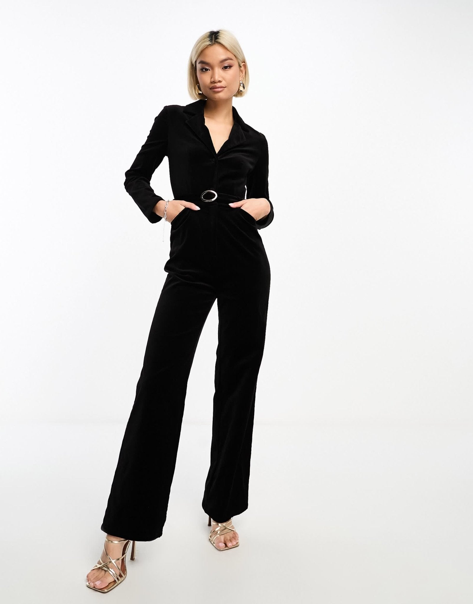 & Other Stories velvet wide leg jumpsuit in black - ASOS Sample Sale EU Store