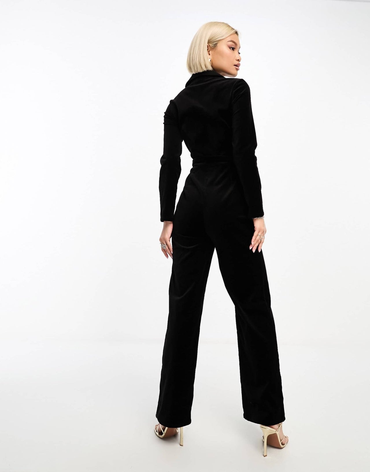 & Other Stories velvet wide leg jumpsuit in black - ASOS Sample Sale EU Store