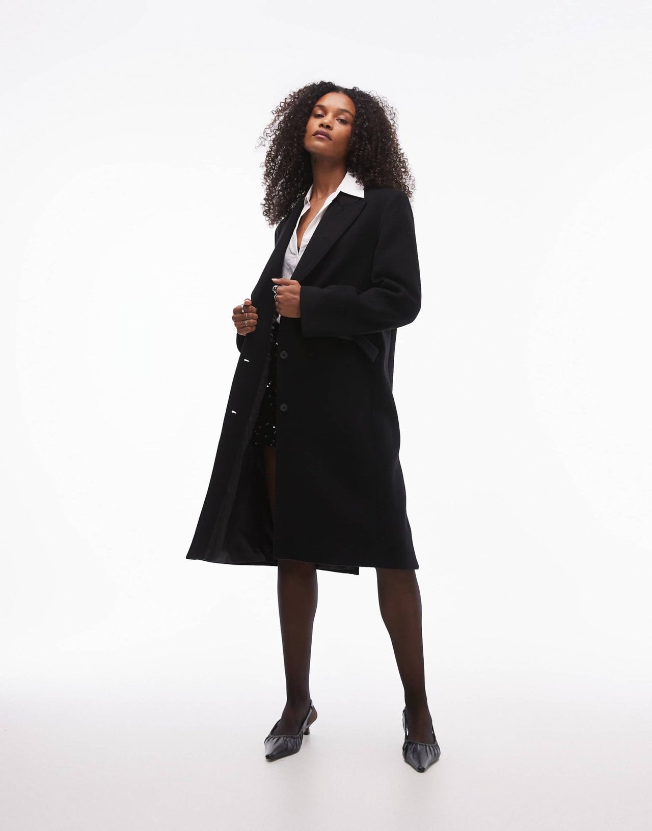 & Other Stories wool single breasted midi coat with flap pockets in black - ASOS Sample Sale EU Store