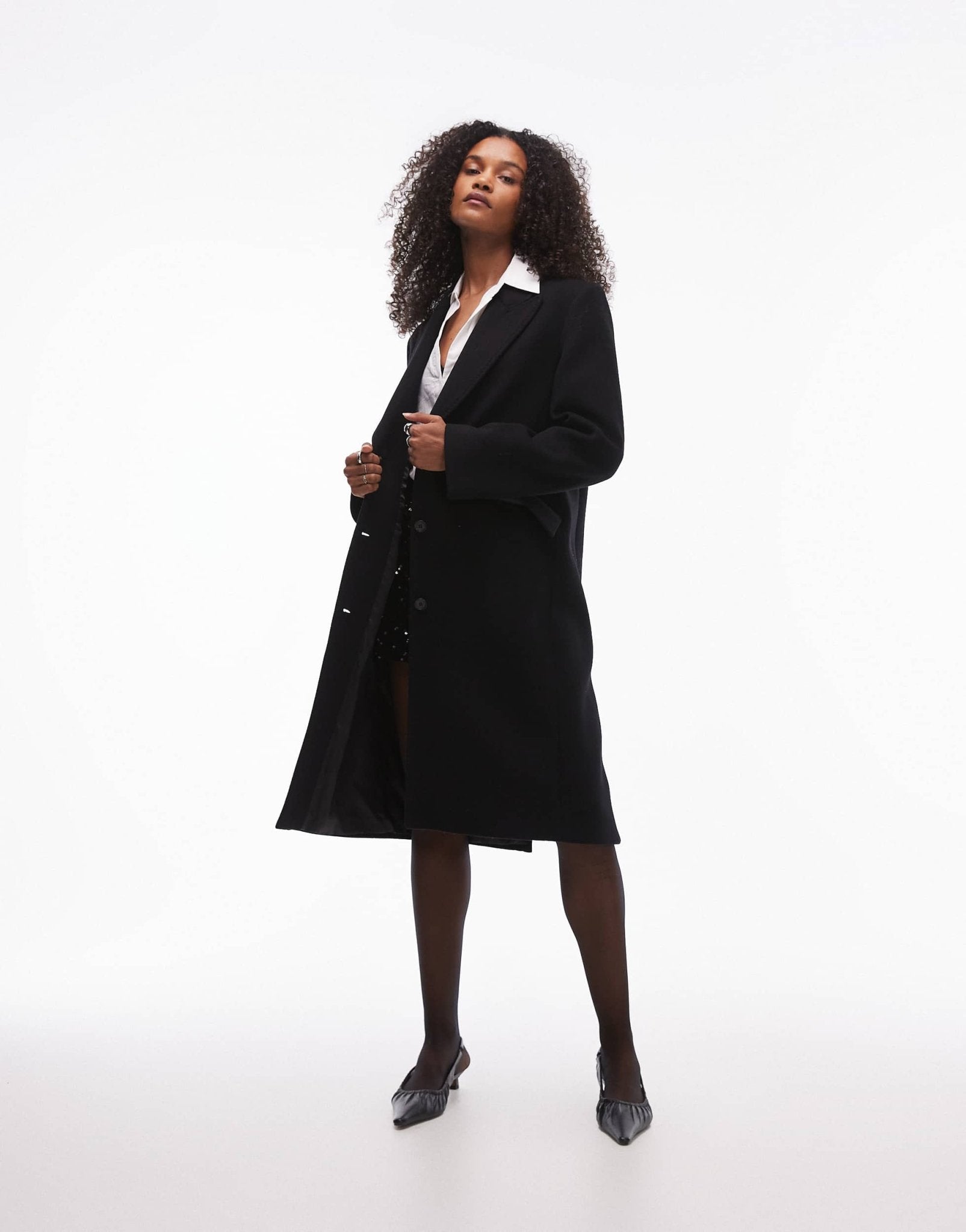 & Other Stories wool single breasted midi coat with flap pockets in black - ASOS Sample Sale EU Store